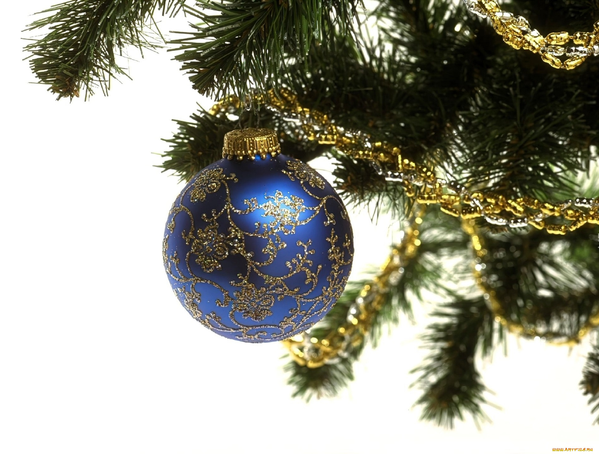 праздничные, украшения, ёлка, ветка, гирлянда, шар
