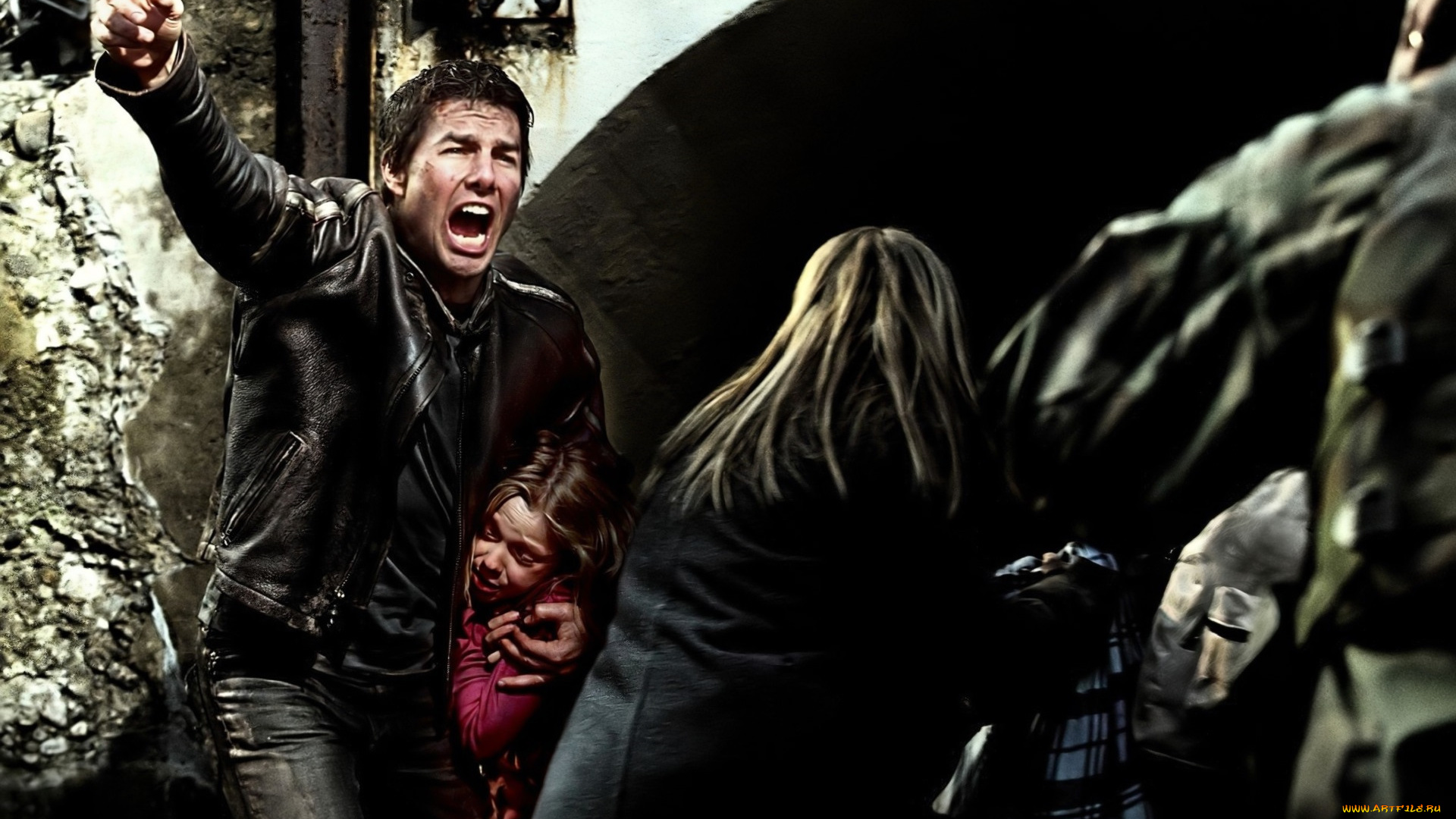 кино, фильмы, war, of, the, worlds, люди, беженцы, ребенок, мужчина, крик, жест