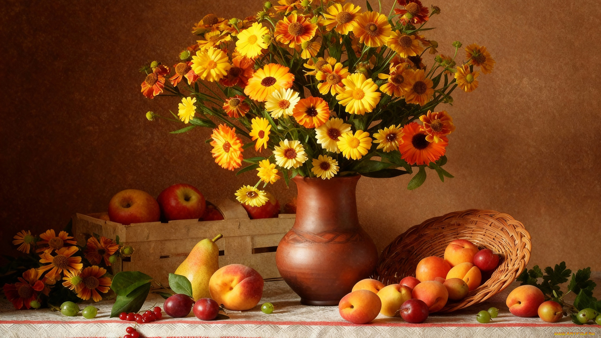 рисованное, цветы, натюрморт