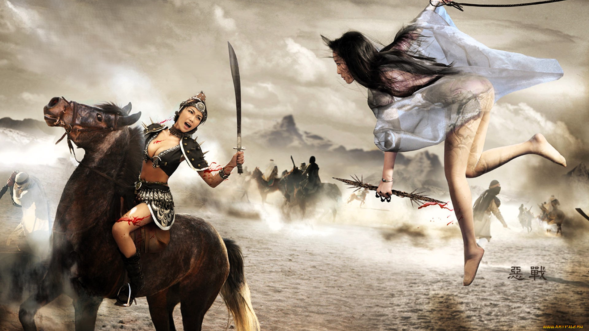 видео, игры, red, cliff, девушки, поединок, лошадь, песок