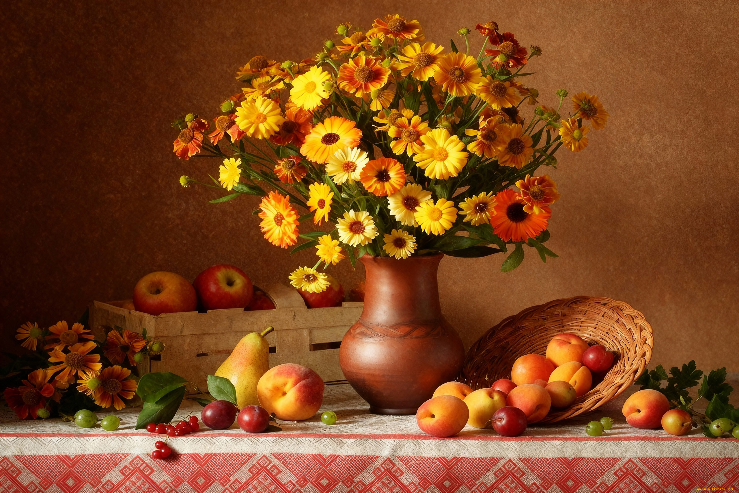 рисованное, цветы, натюрморт