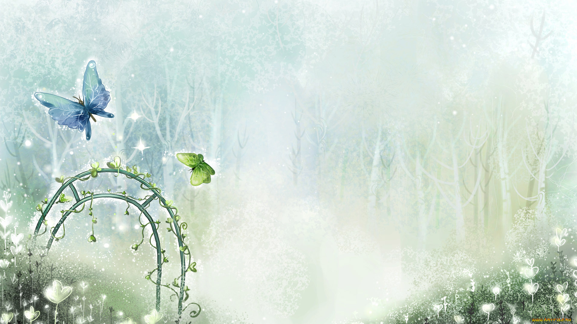 рисованные, животные, бабочки