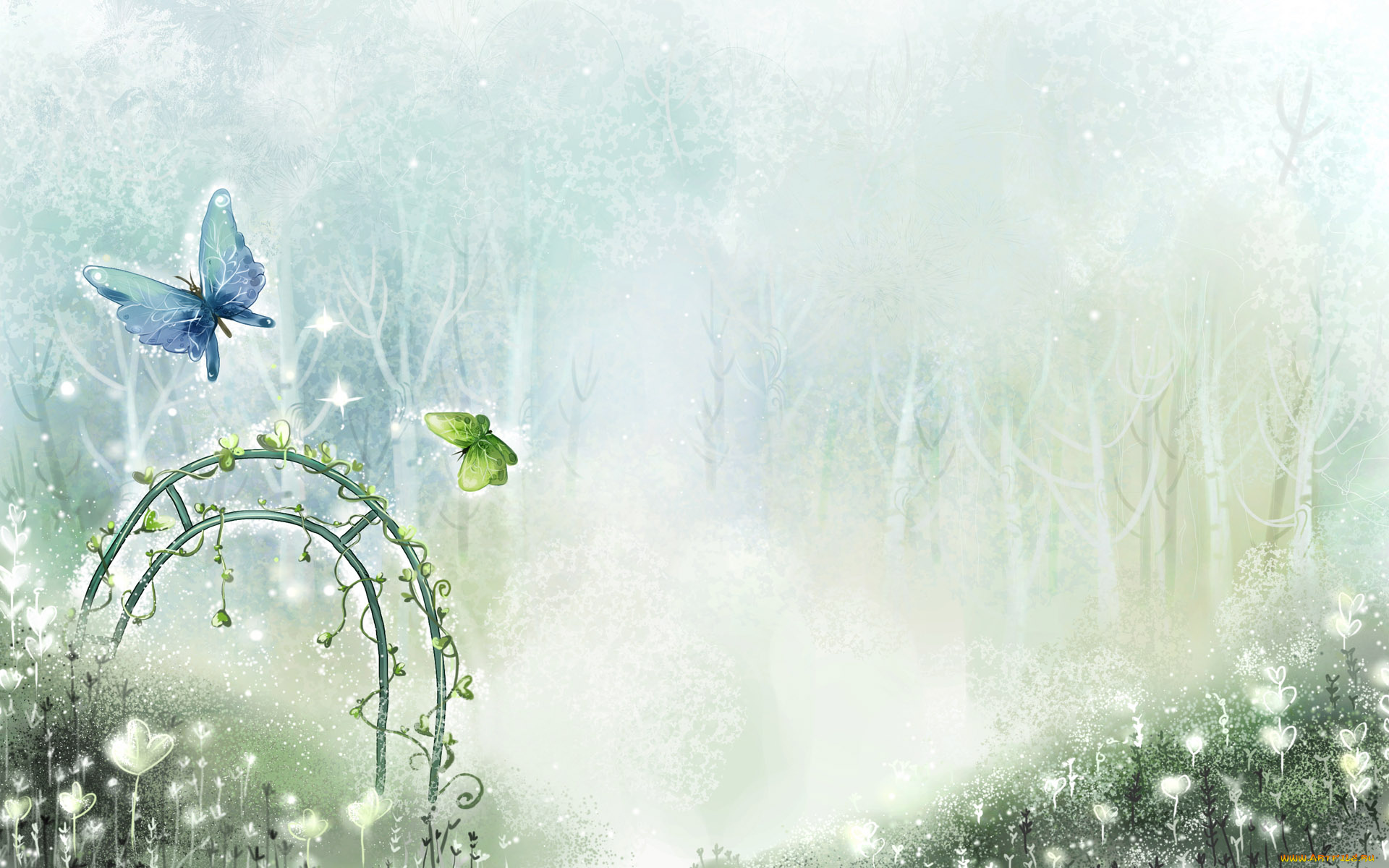 рисованные, животные, бабочки