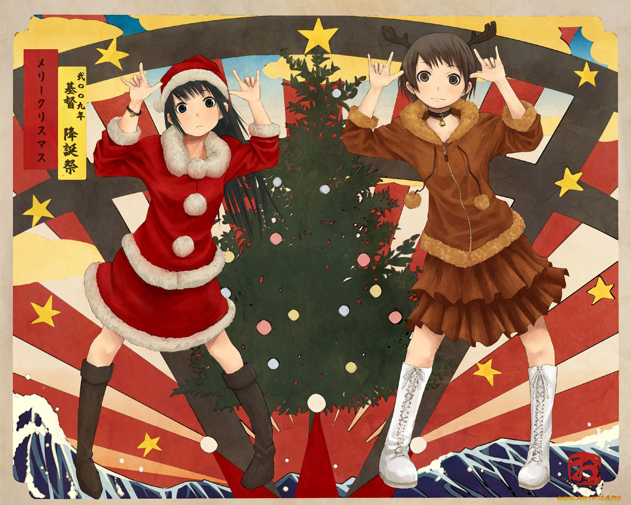 аниме, merry, chrismas, winter