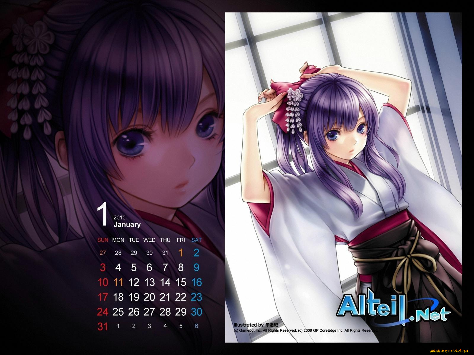 календари, аниме