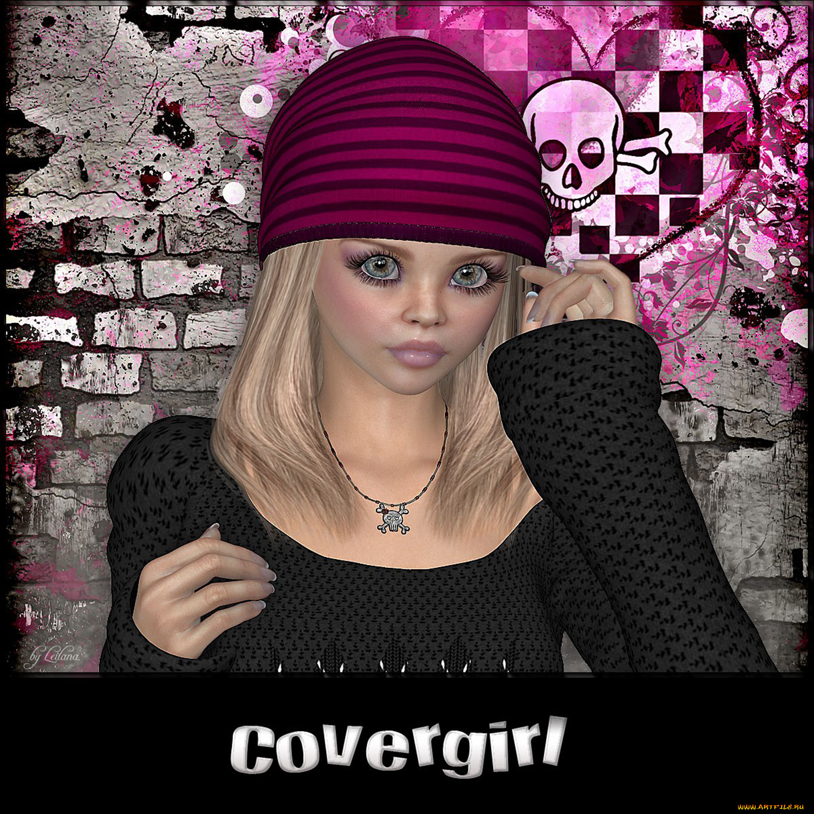 3д, графика, people, люди, стена, взгляд, девушка