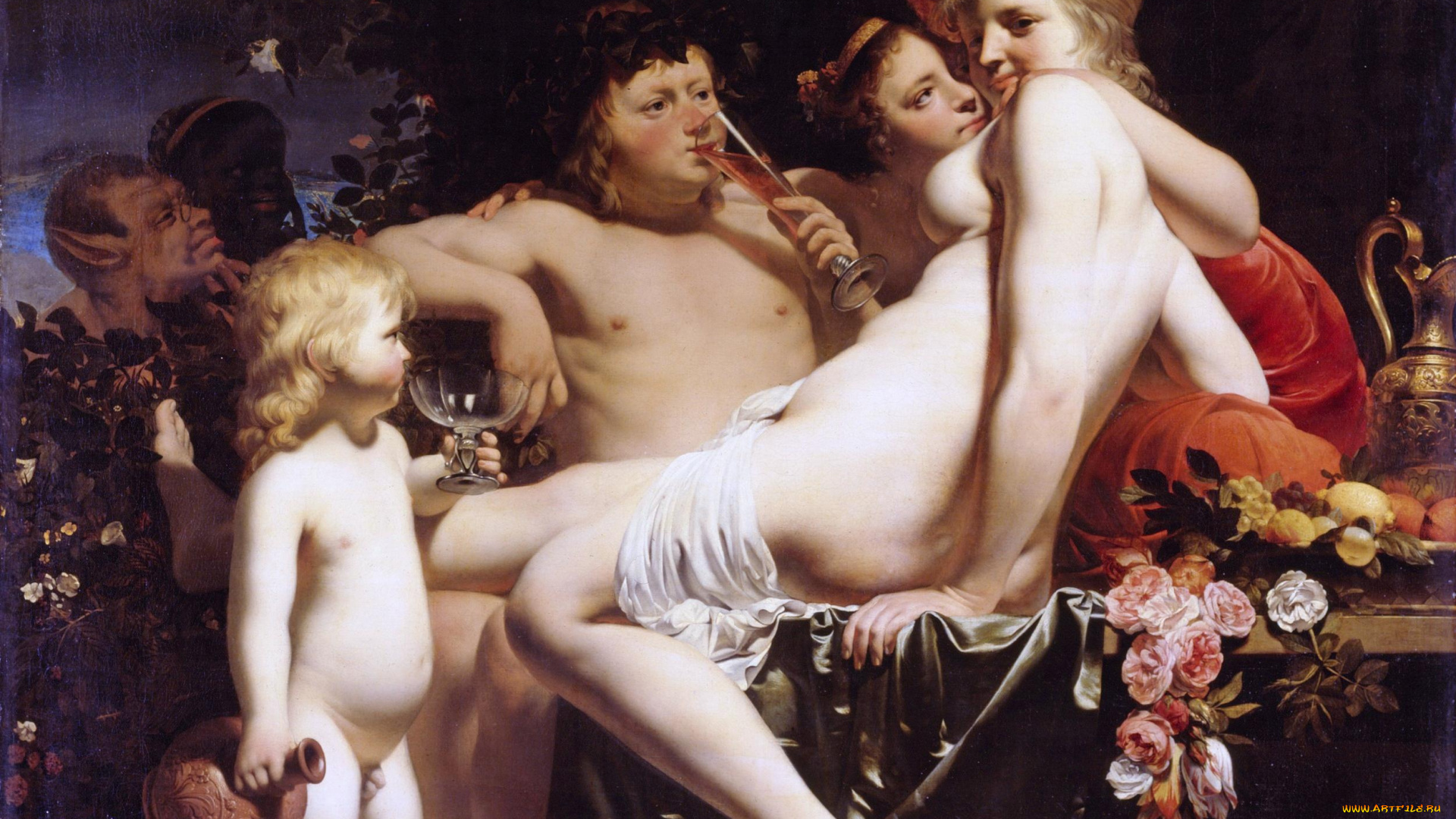 bacchus, and, ariadne, рисованные, caesar, van, everdingen, бахус, ариадна
