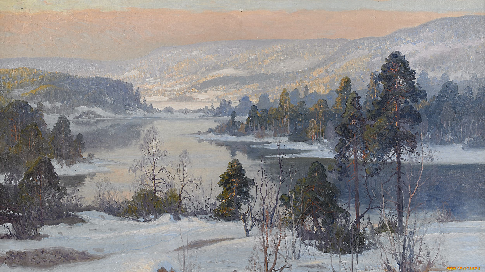 рисованные, carl, brandt, пейзаж, дерево