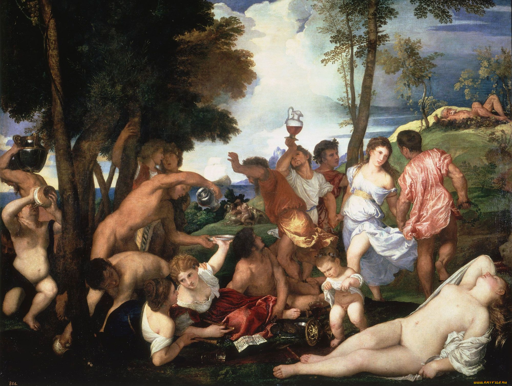 bacchanal, of, the, andrians, рисованные, tiziano, vecellio, тициан