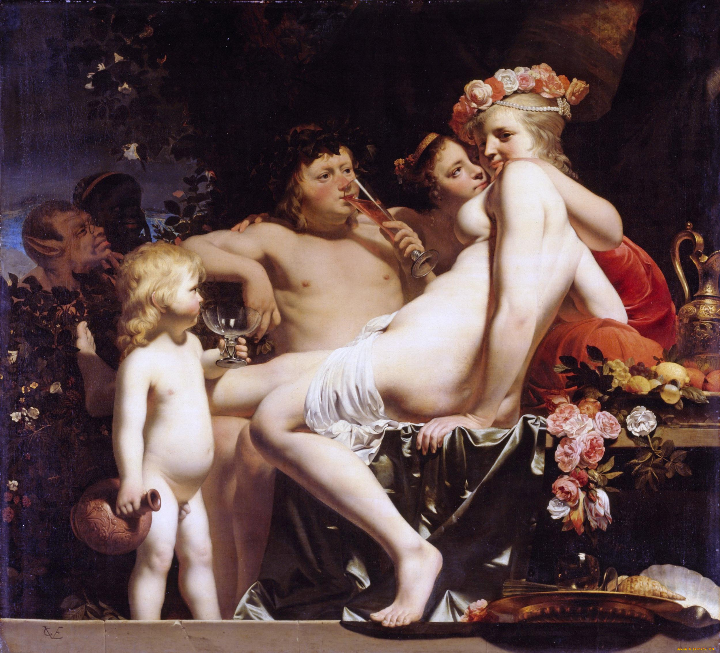 bacchus, and, ariadne, рисованные, caesar, van, everdingen, бахус, ариадна