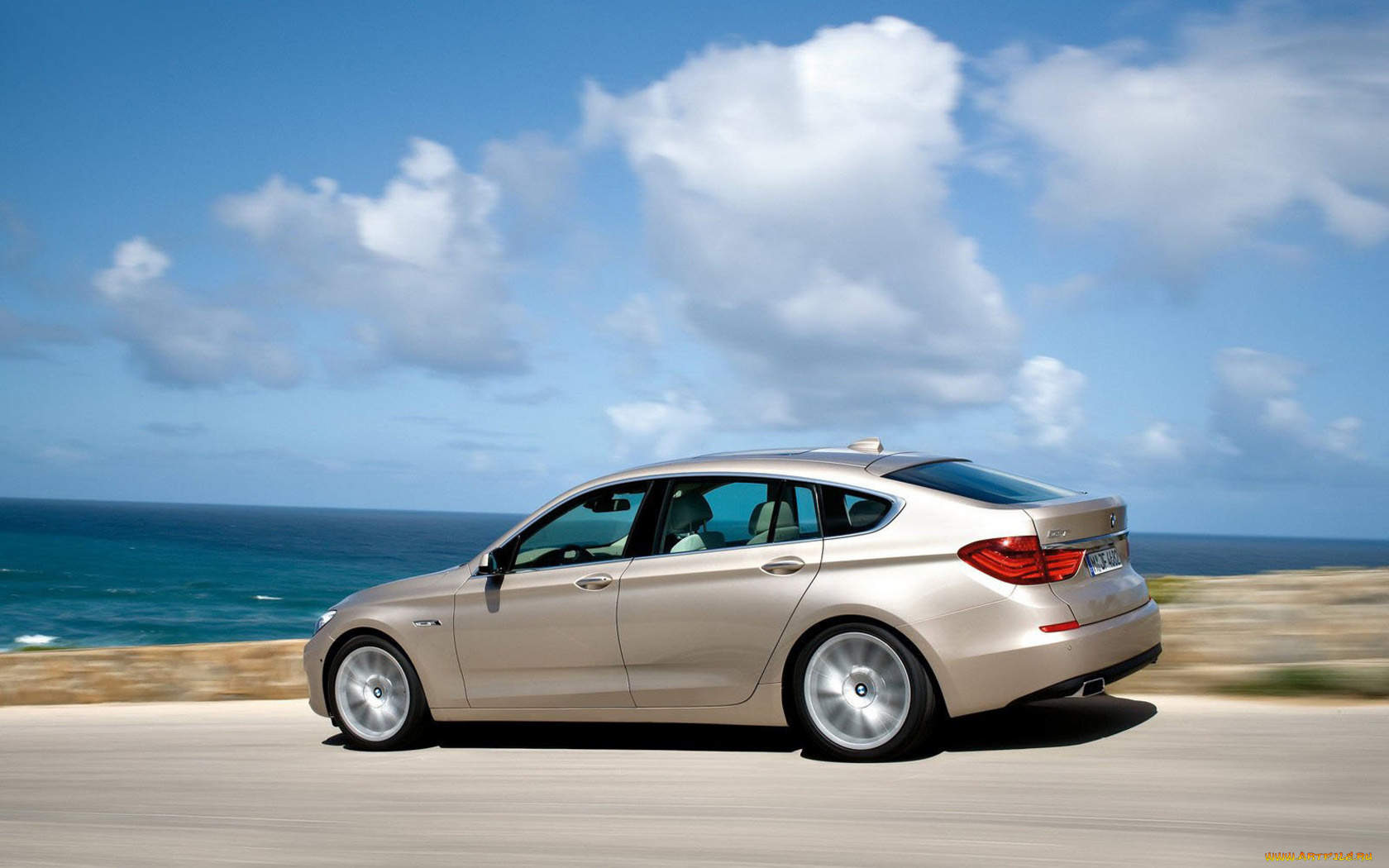 bmw, gt, автомобили, 5, шоссе, скорость, берег, море