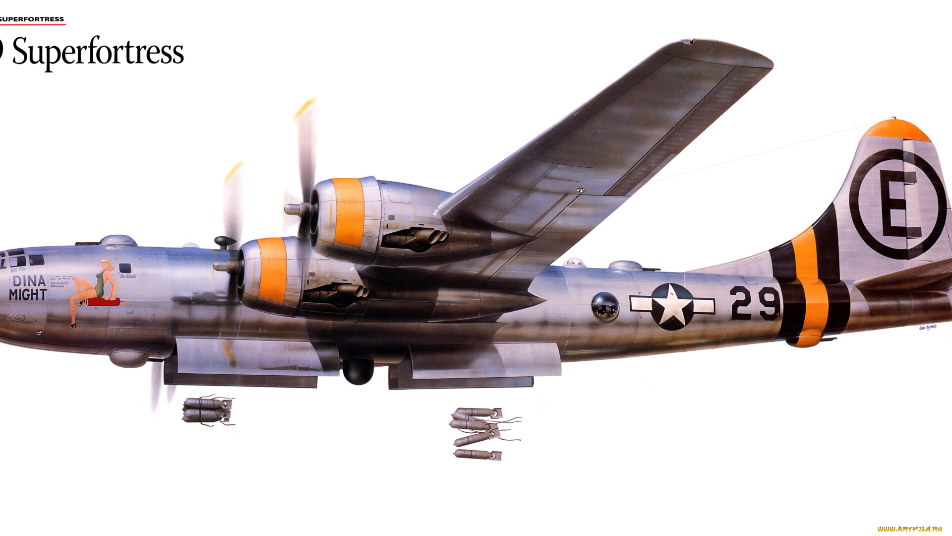 авиация, 3д, рисованые, v-graphic, boeing, бомбардировщик, суперкрепость, superfortress, b, 29