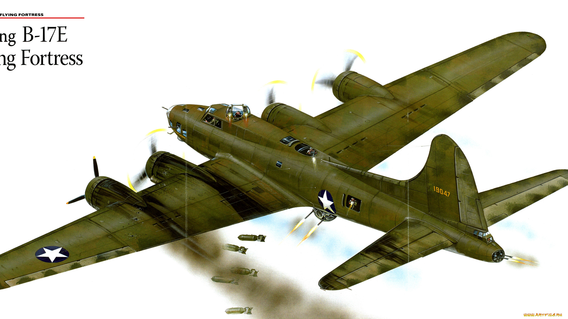 авиация, 3д, рисованые, v-graphic, fortress, flying, крепость, летающая, b, 17, boeing, бомбардировщик, тяжелый