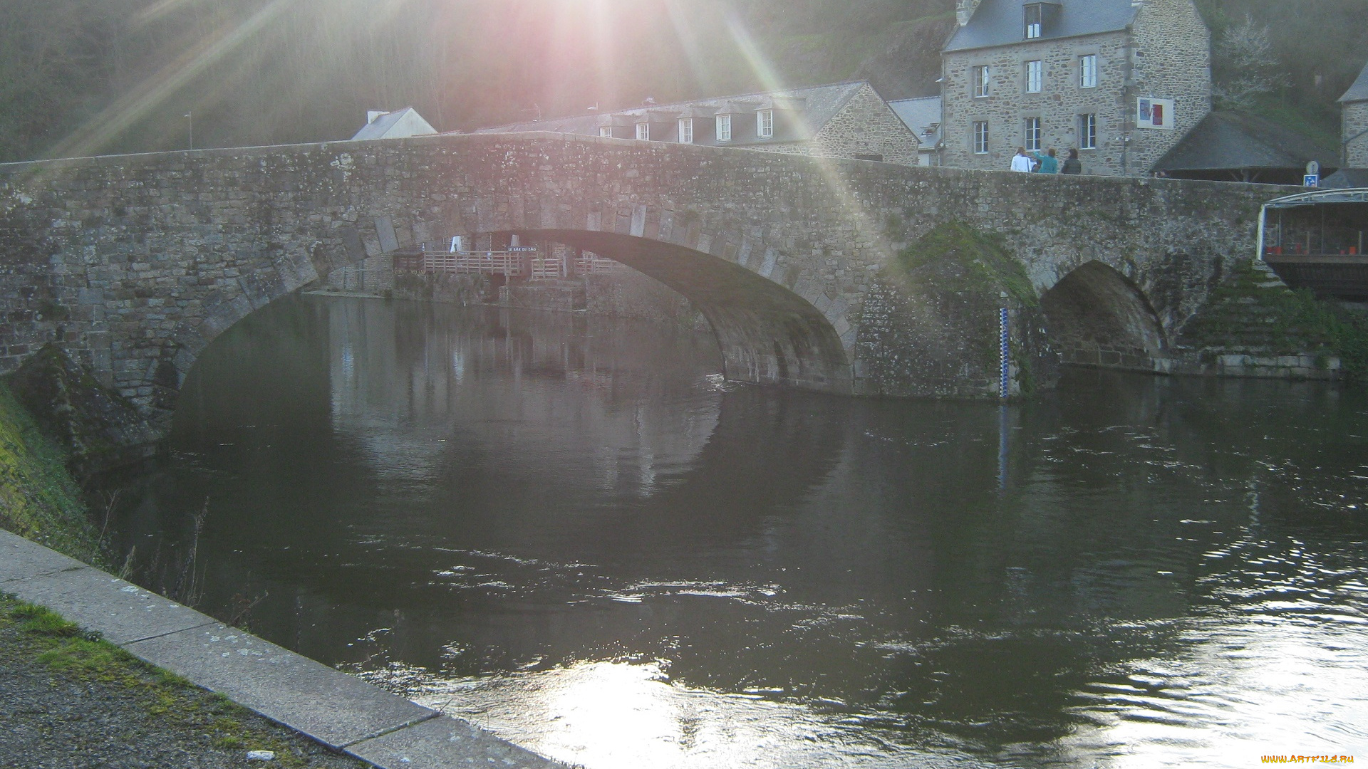 динан, , франция, города, -, мосты, франция, дома, мост, природа, лето