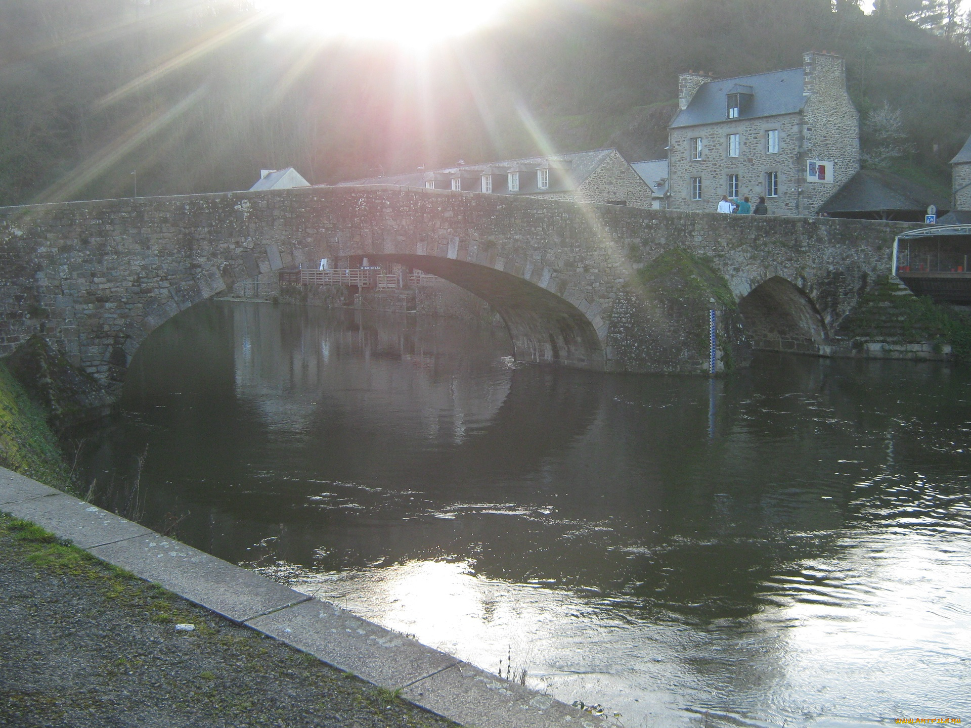 динан, , франция, города, -, мосты, франция, дома, мост, природа, лето