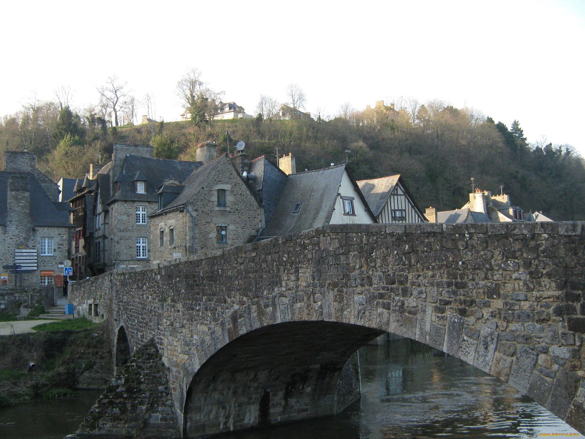 динан, , франция, города, -, мосты, франция, дома, мост, природа, лето