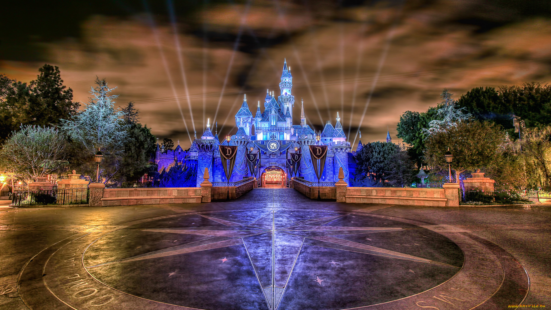 города, диснейленд, площадь, замок