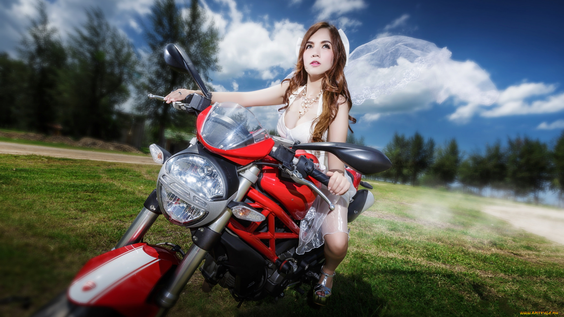 мотоциклы, мото, с, девушкой, девица, байк