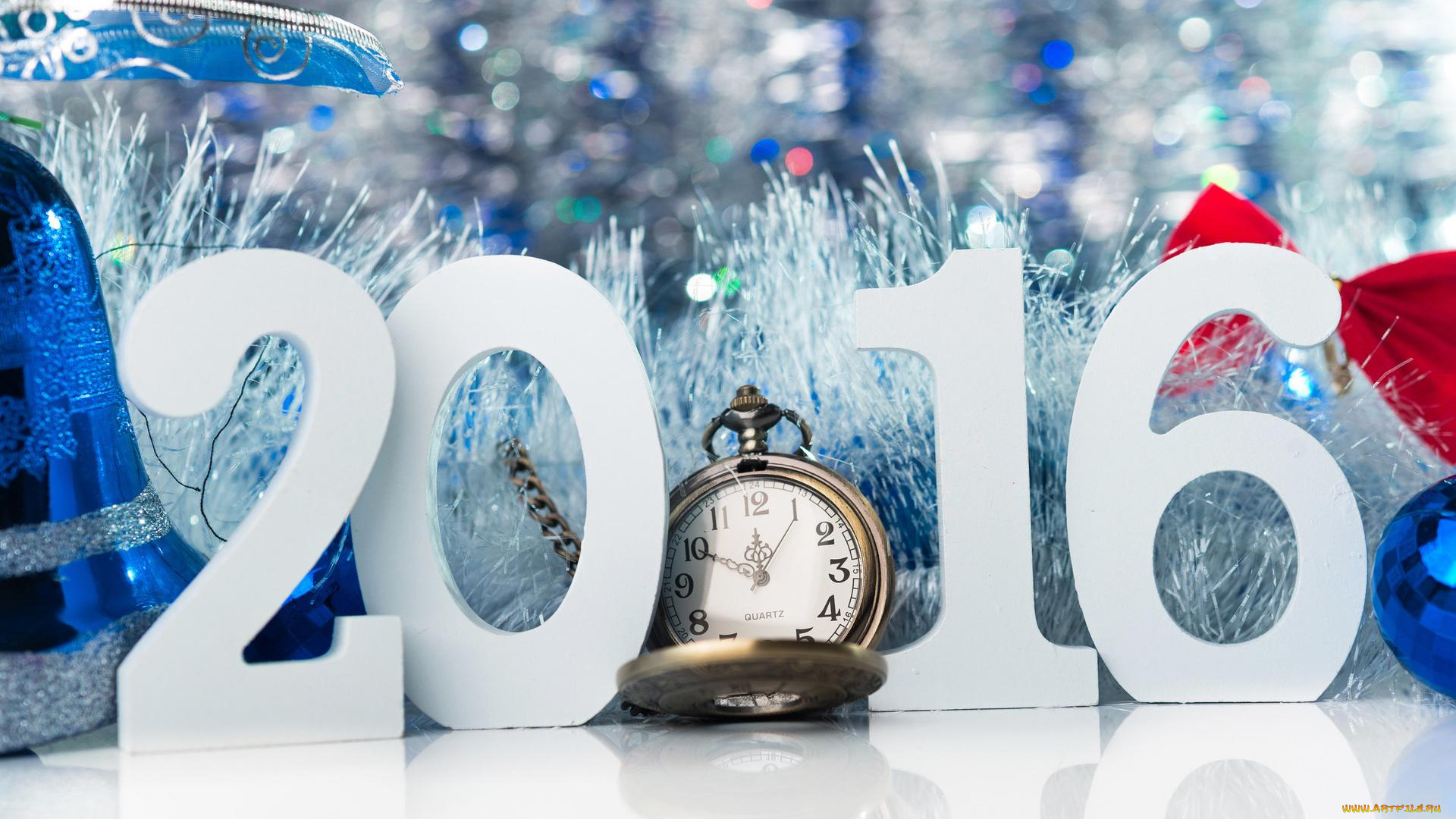 праздничные, -, разное, , новый, год, мишура, часы, год, цифры, колокольчик