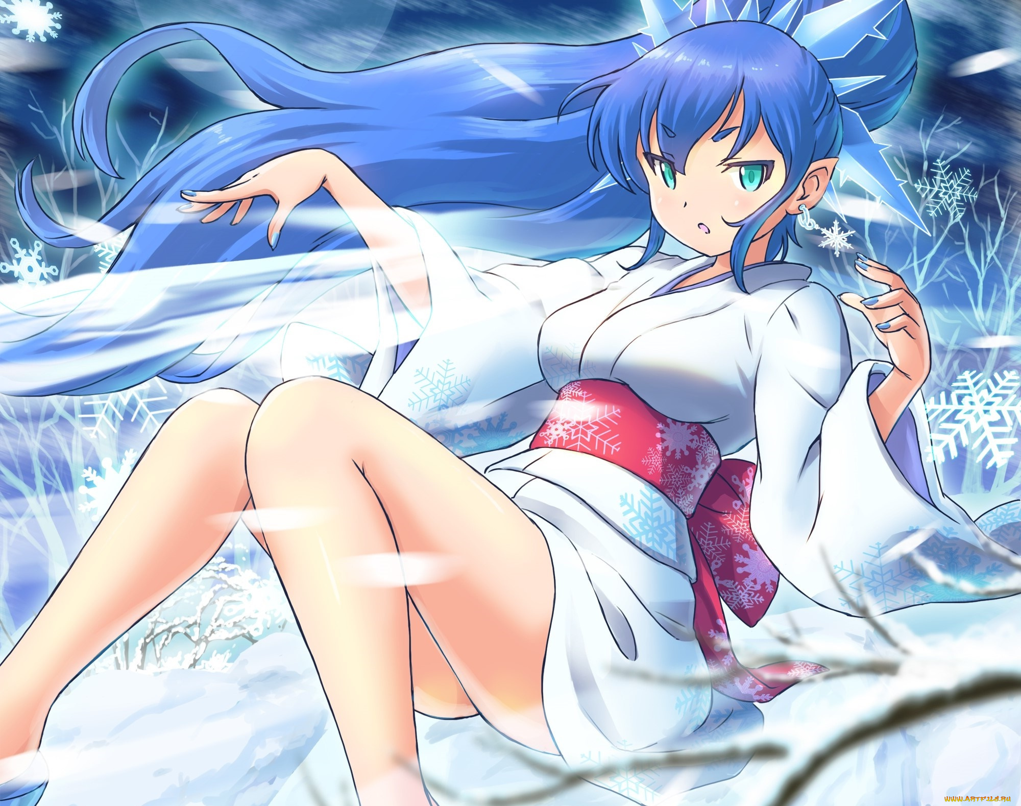 аниме, зима, , новый, год, , рождество, девушка, фон, взгляд