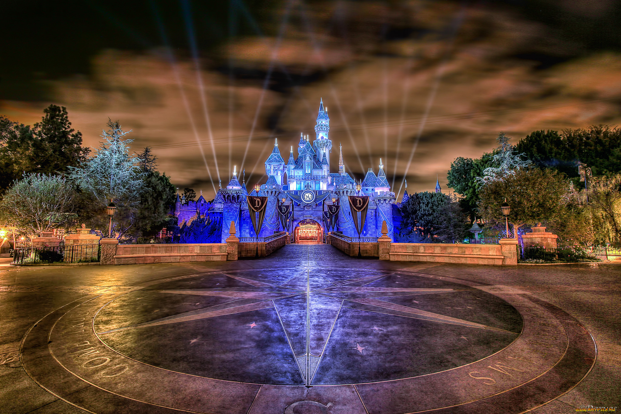города, диснейленд, площадь, замок