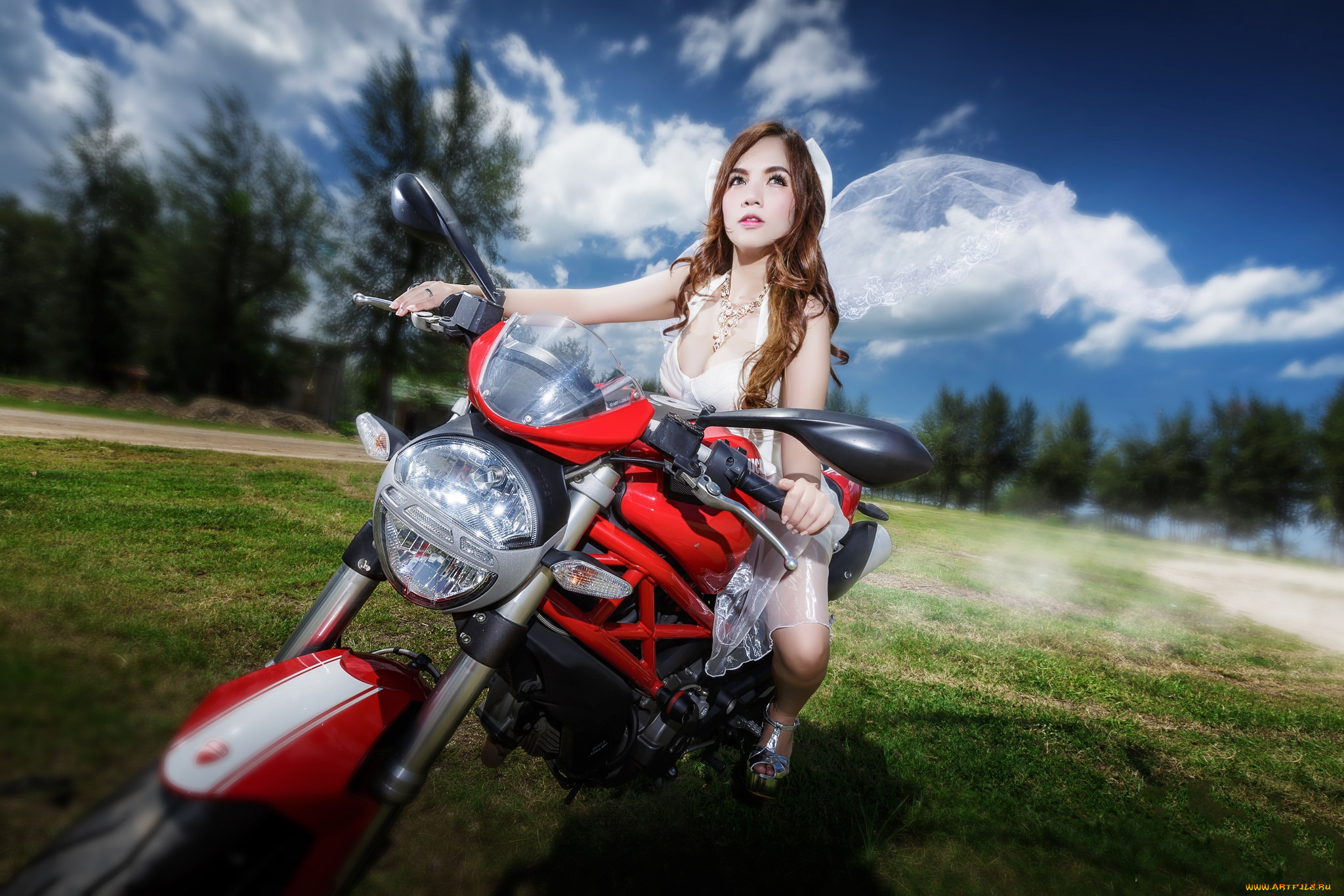 мотоциклы, мото, с, девушкой, девица, байк