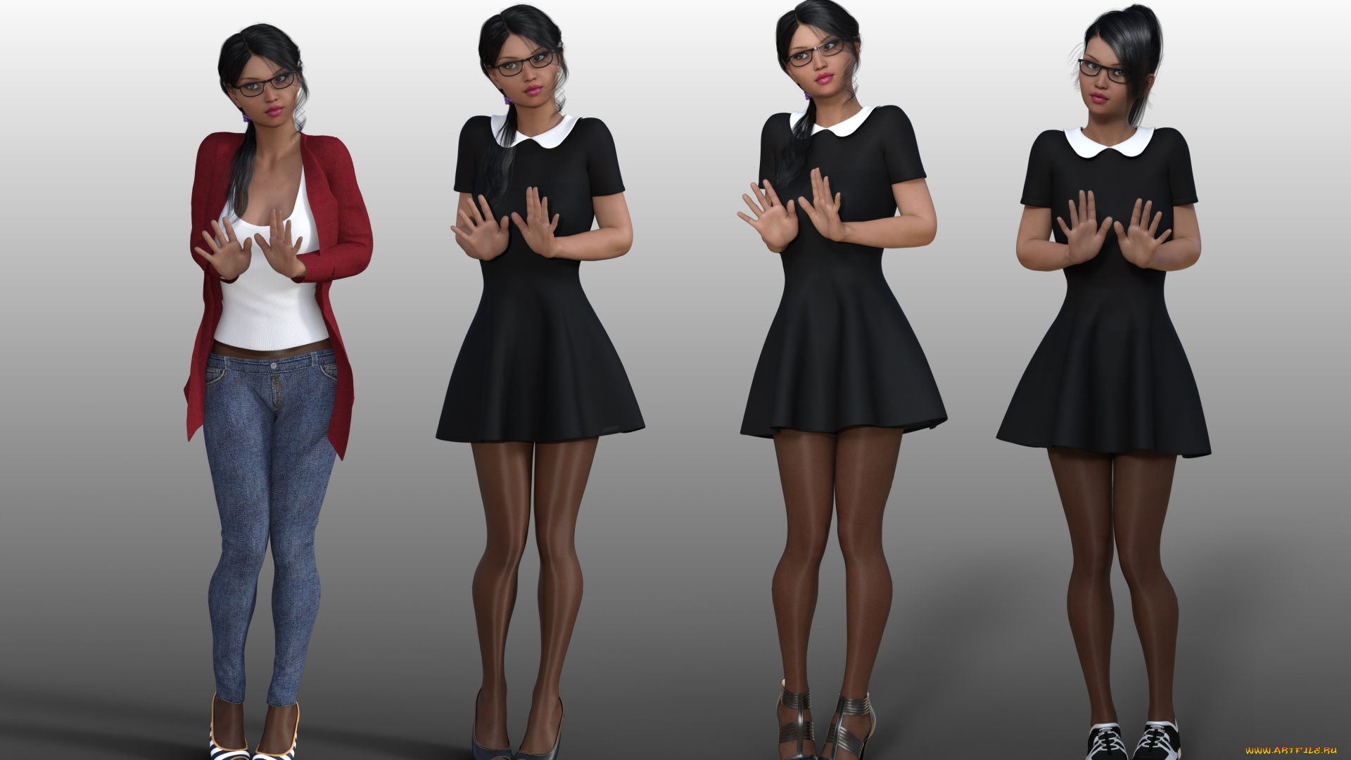 3д, графика, люди, , people, девушки, фон, взгляд