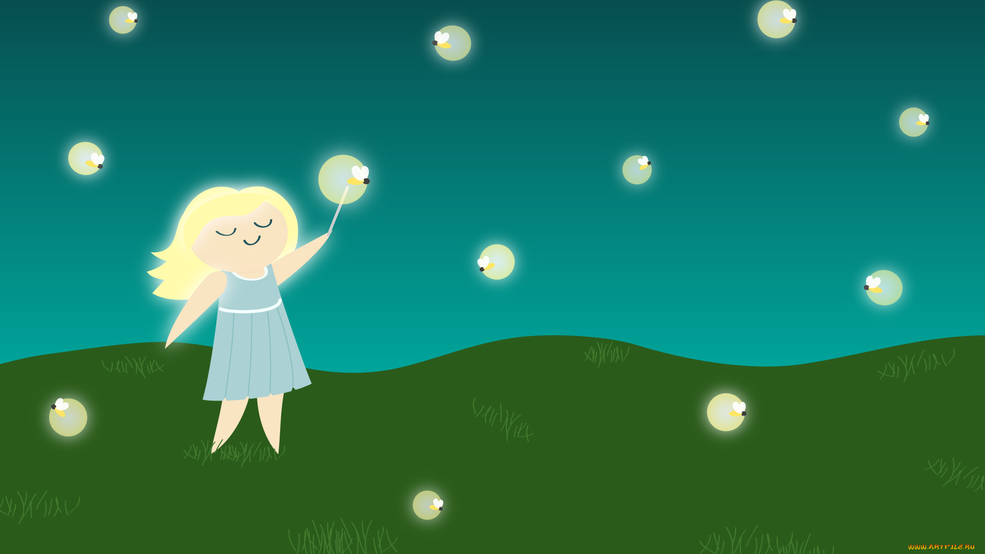 векторная, графика, дети, , children, фон, взгляд, девушка