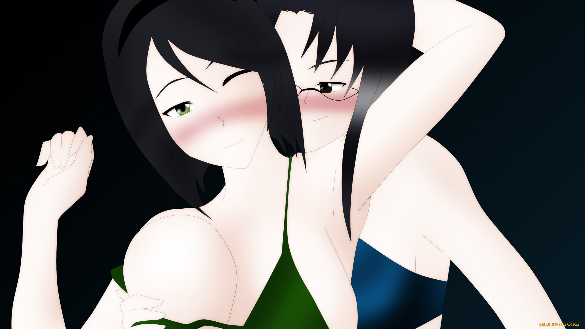 векторная, графика, девушки, , girls, фон, взгляд, девушки