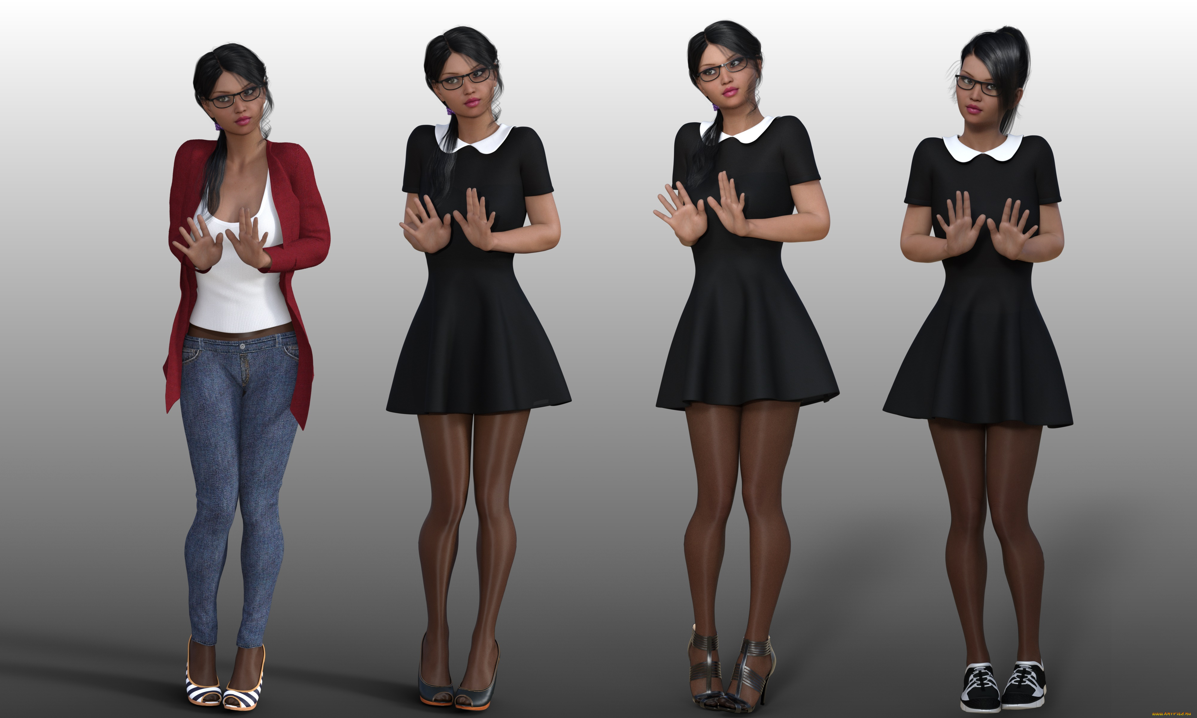 3д, графика, люди, , people, девушки, фон, взгляд