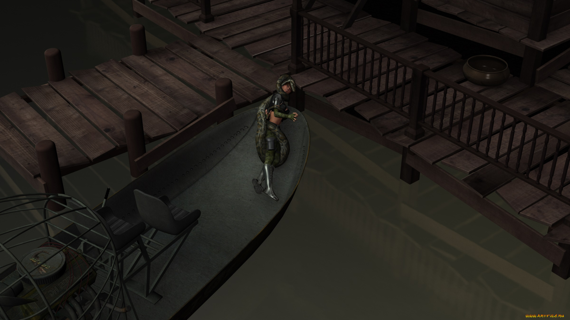 3д, графика, фантазия, , fantasy, змея, фон, взгляд, девушка