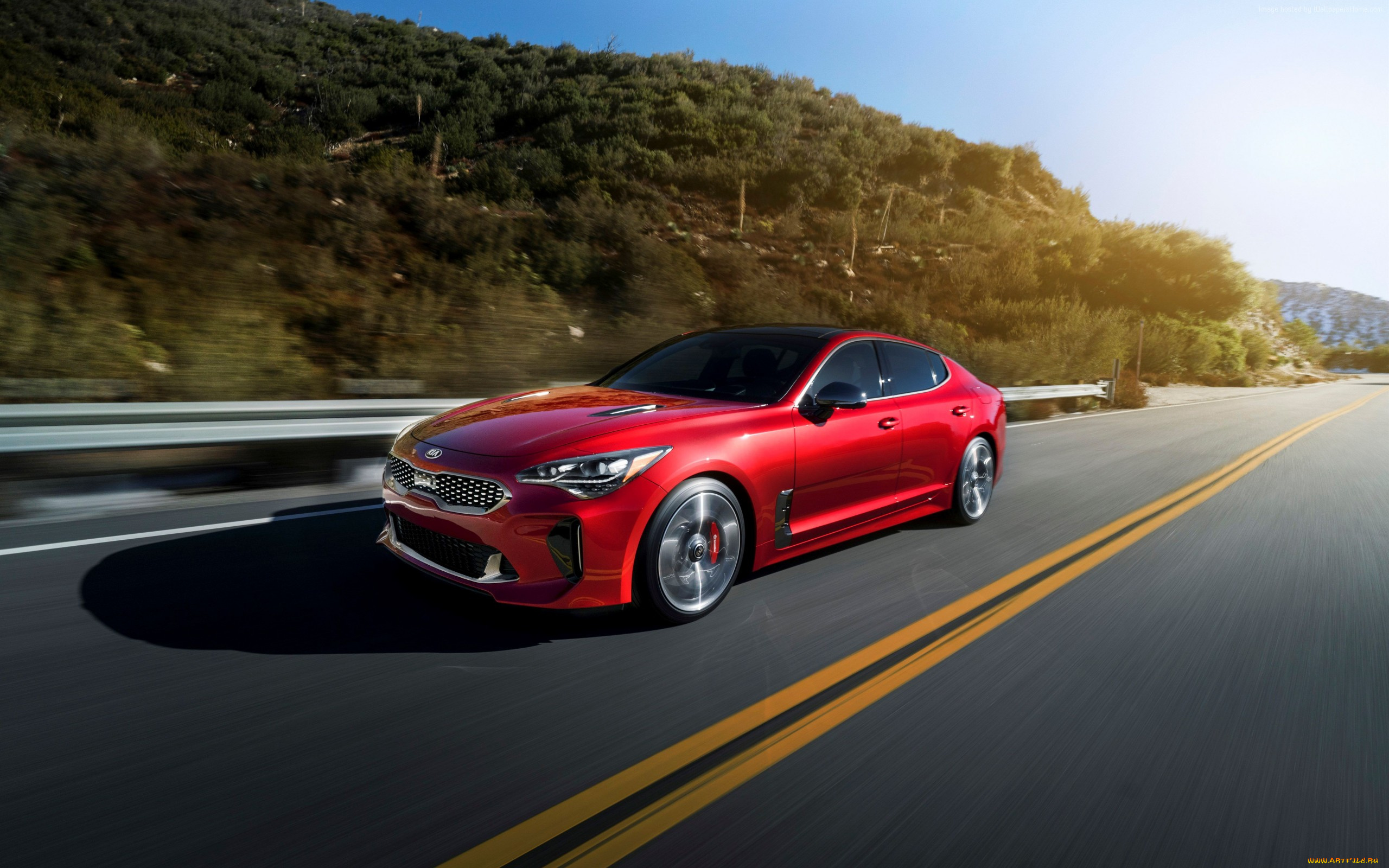2018, kia, stinger, автомобили, kia, седан, stinger, шоссе, 2018, красный