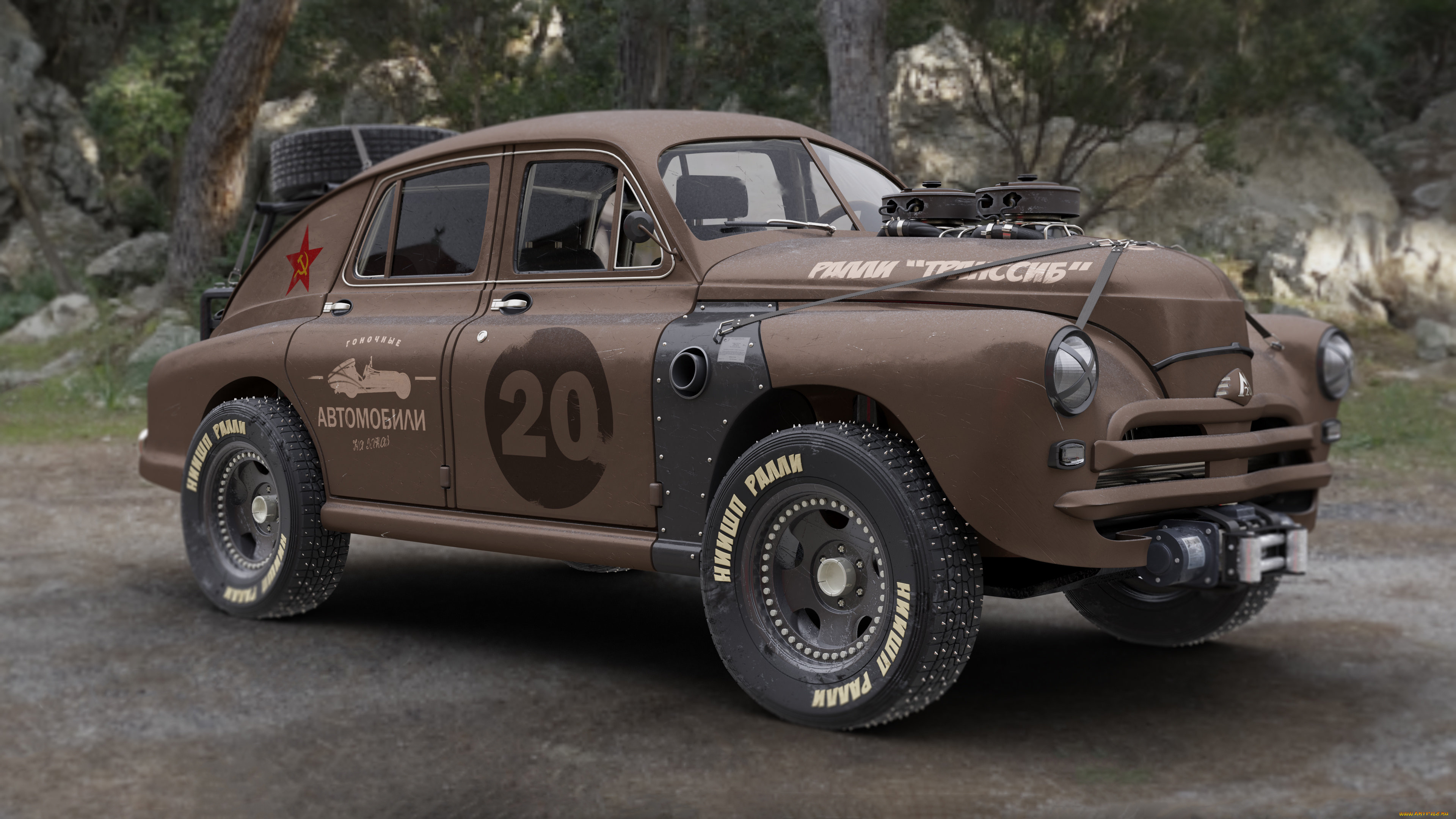 gaz-20, pobeda, автомобили, 3д, графика, pobeda, gaz-20