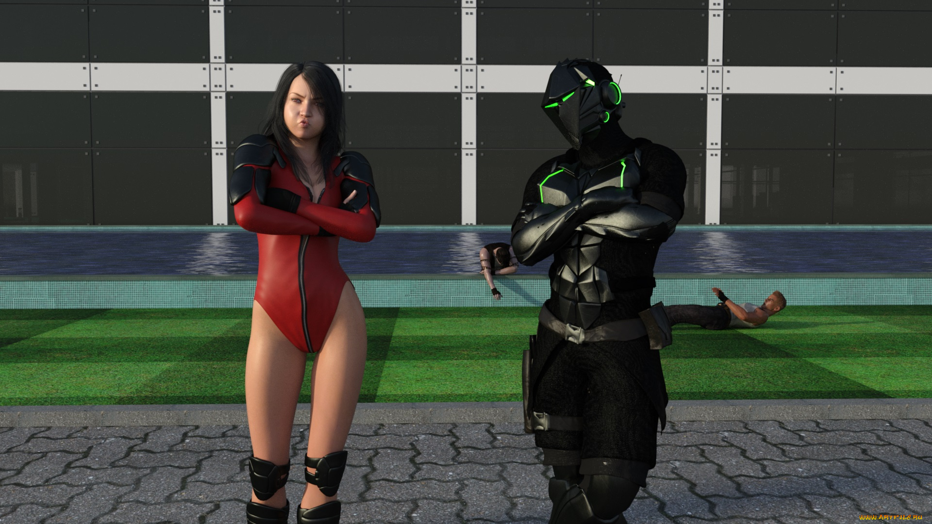 3д, графика, фантазия, , fantasy, девушки, взгляд, фон