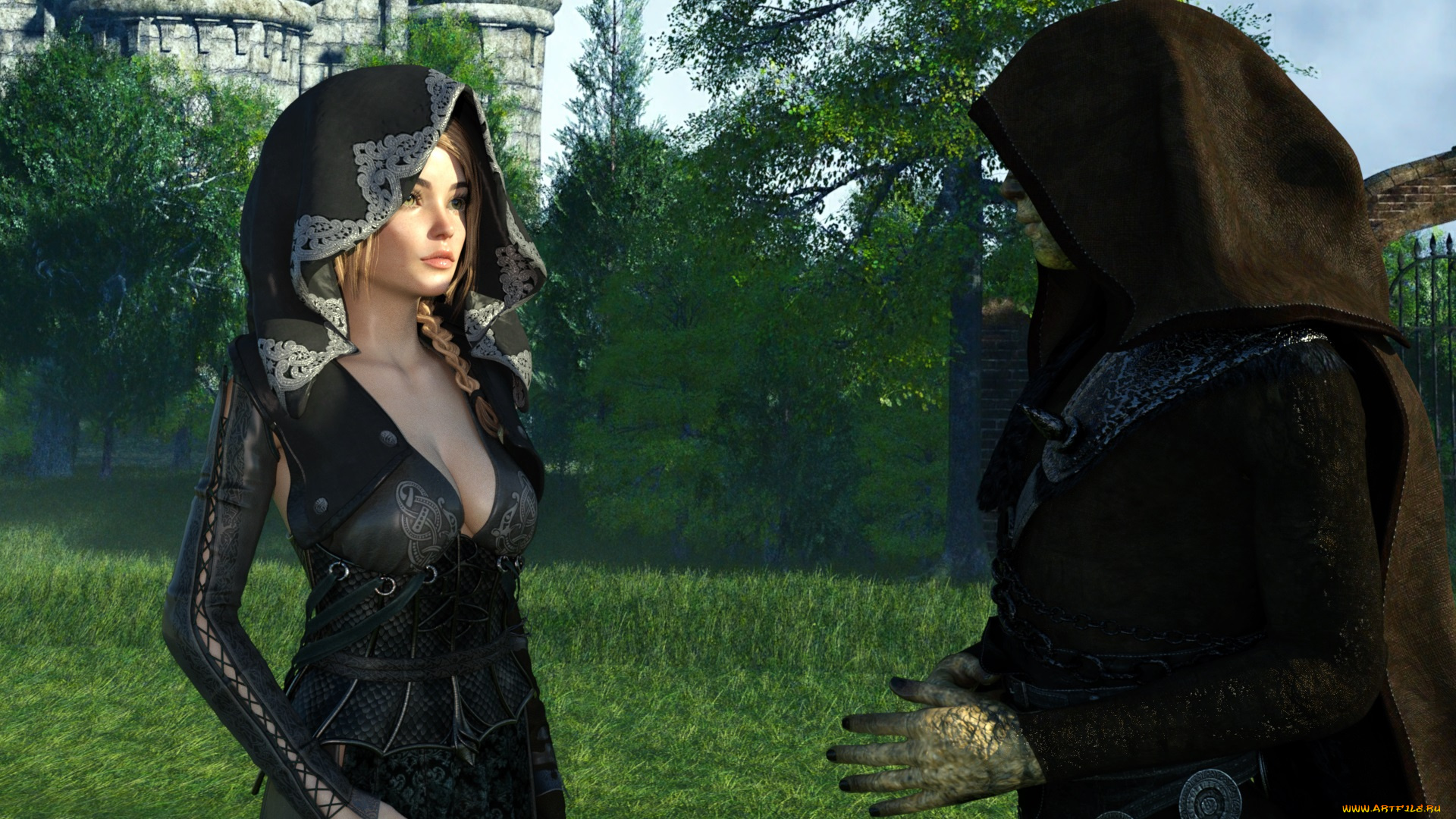 3д, графика, фантазия, , fantasy, фон, взгляд, девушка