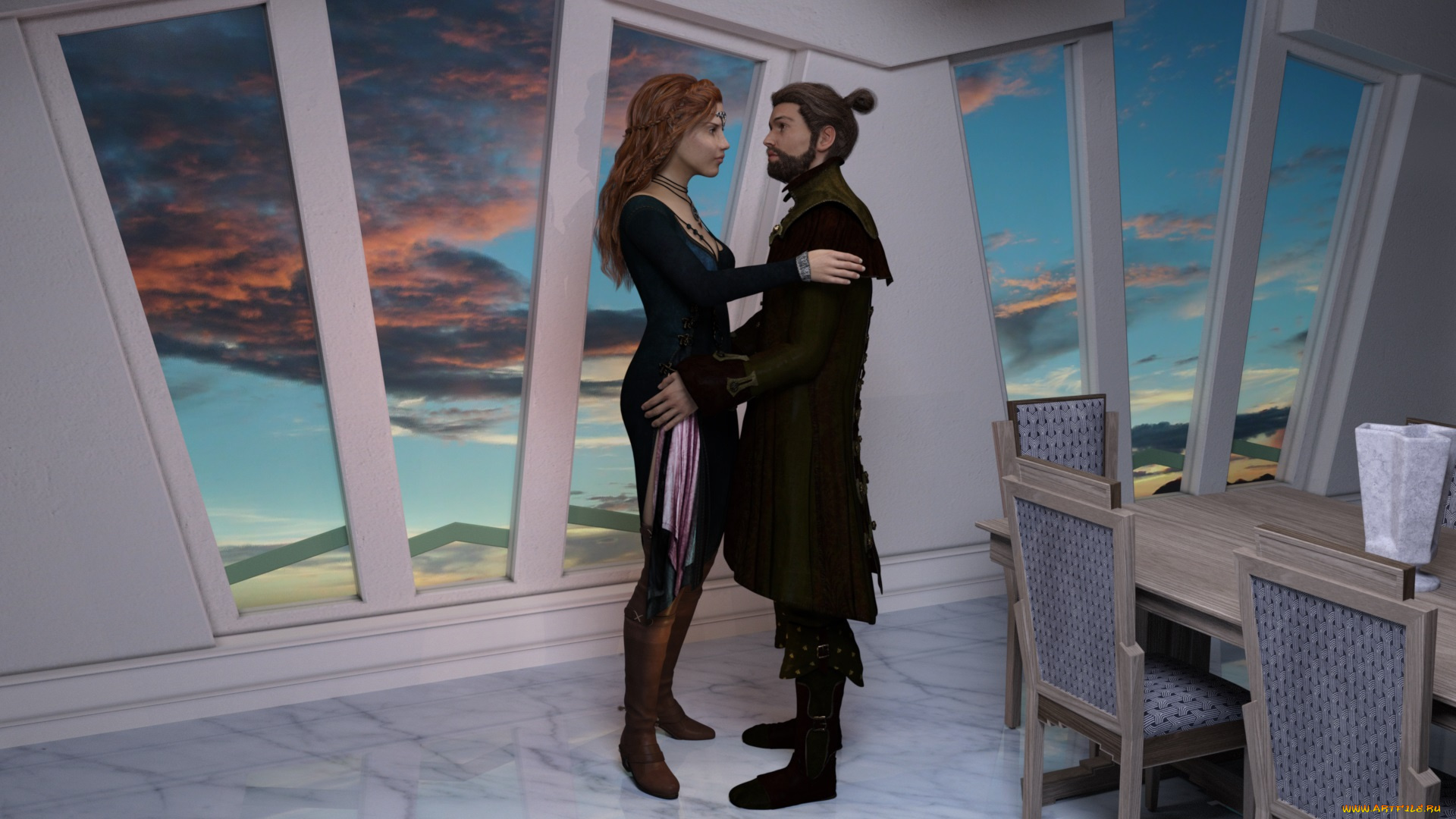 3д, графика, фантазия, , fantasy, фон, взгляд, девушка