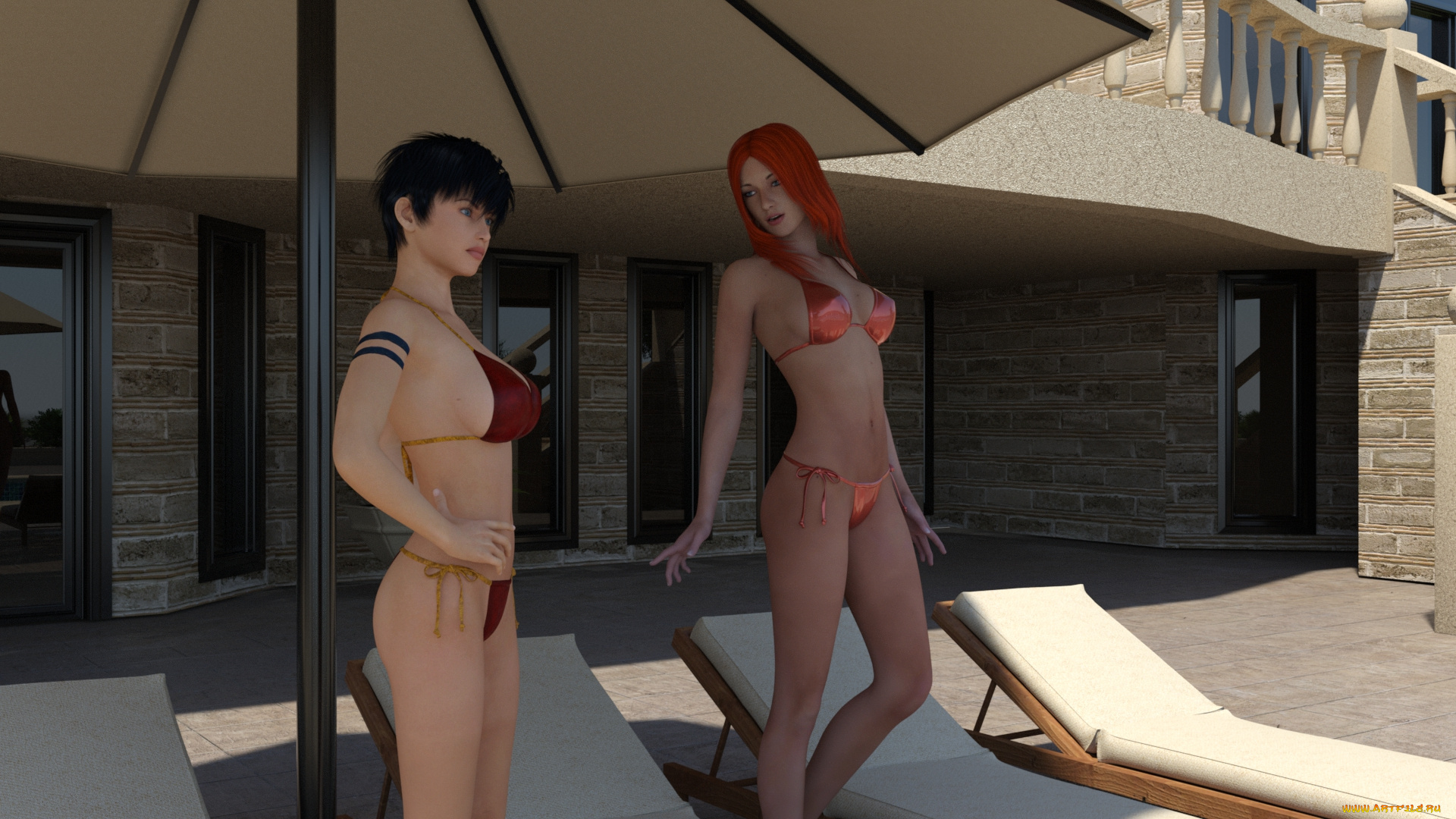 3д, графика, люди, , people, взгляд, девушки, фон