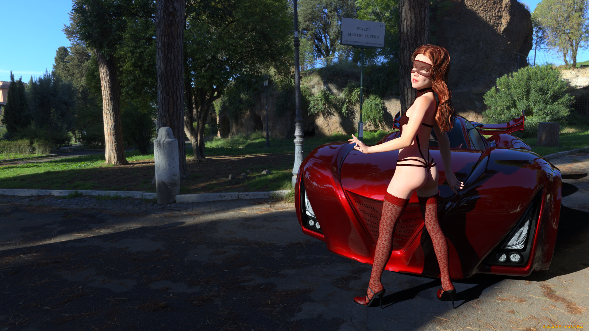 3д, графика, люди-авто, мото, , people-, car, , , moto, автомобиль, фон, взгляд, девушка