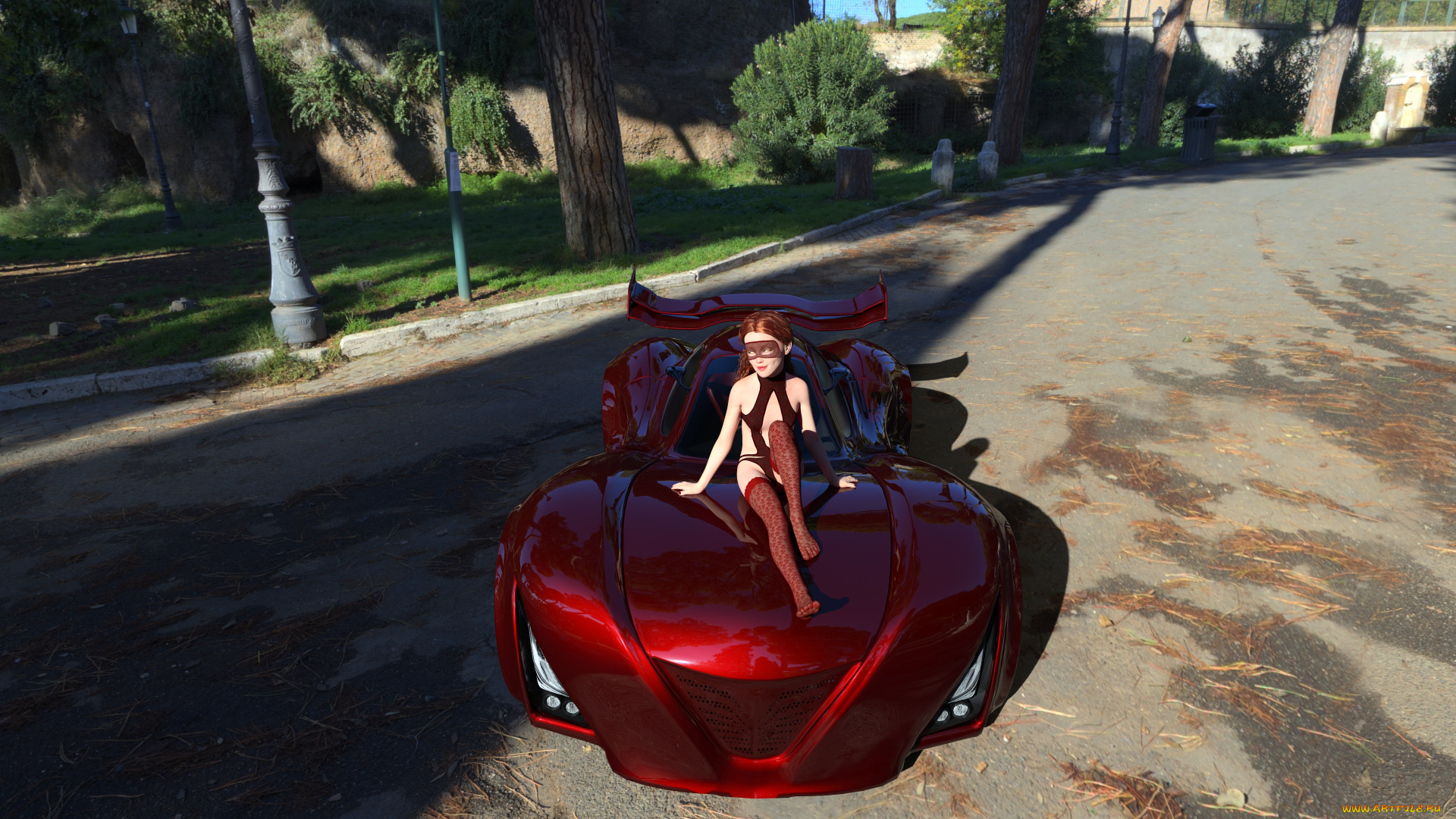3д, графика, люди-авто, мото, , people-, car, , , moto, автомобиль, фон, взгляд, девушка