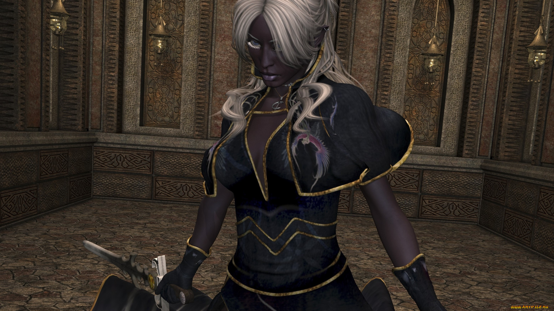 3д, графика, существа, , creatures, девушка, взгляд, фон