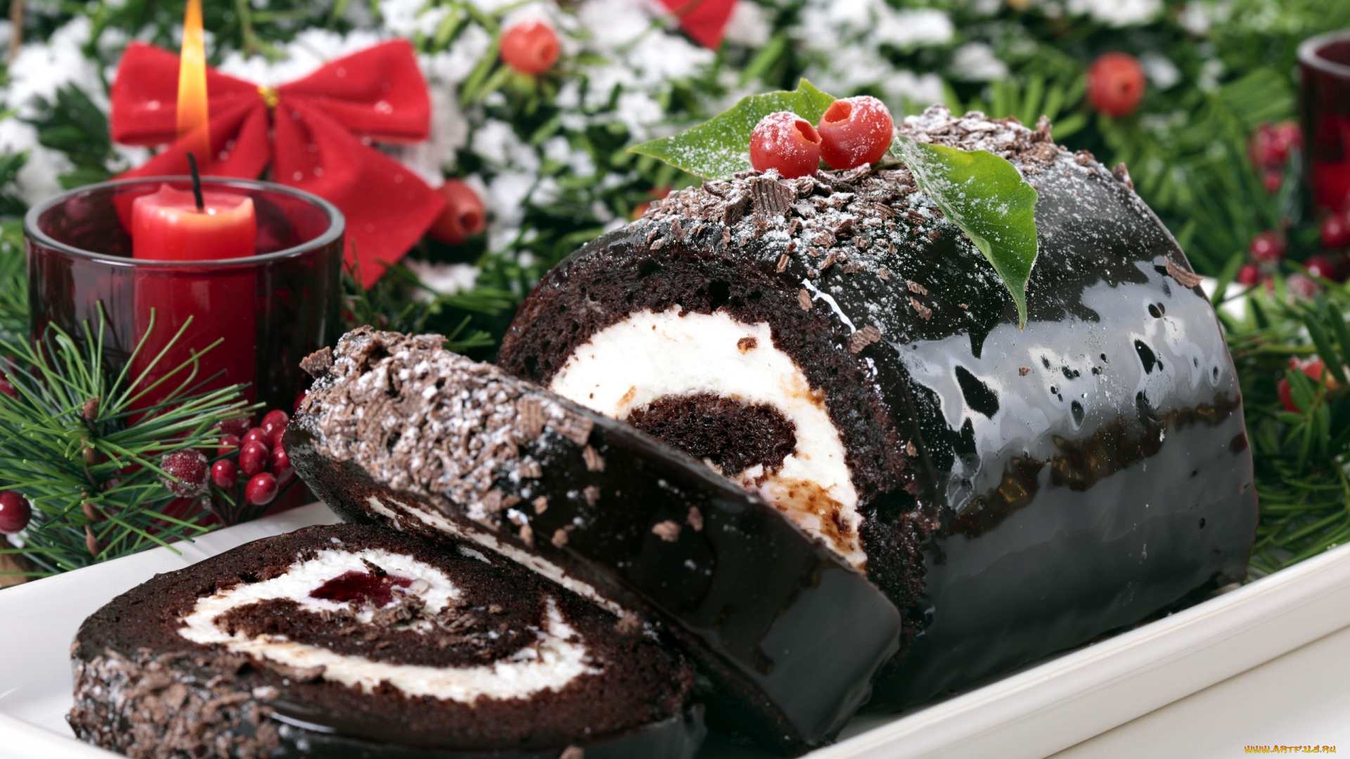 праздничные, угощения, рулет