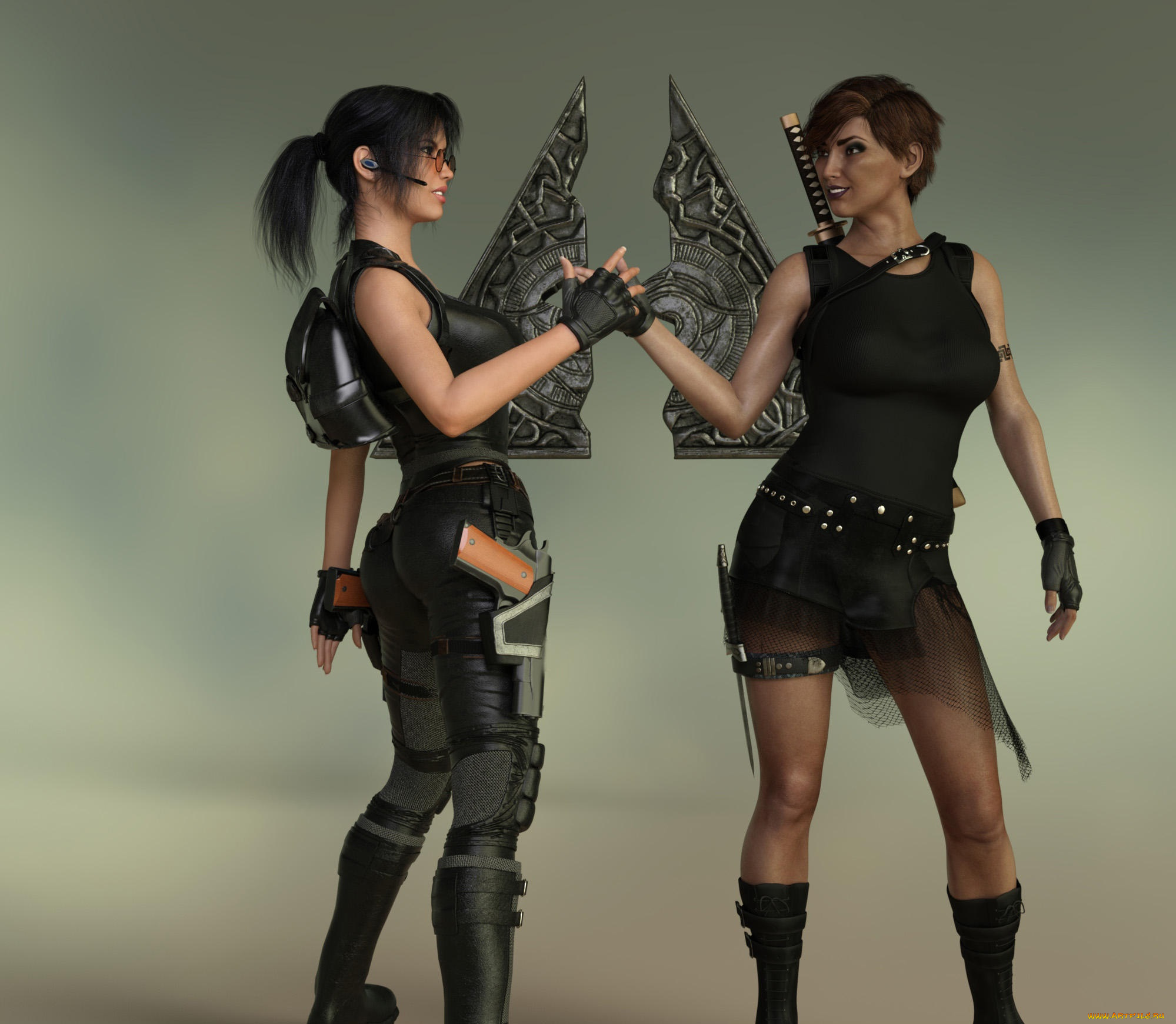 3д, графика, фантазия, , fantasy, взгляд, девушки, фон