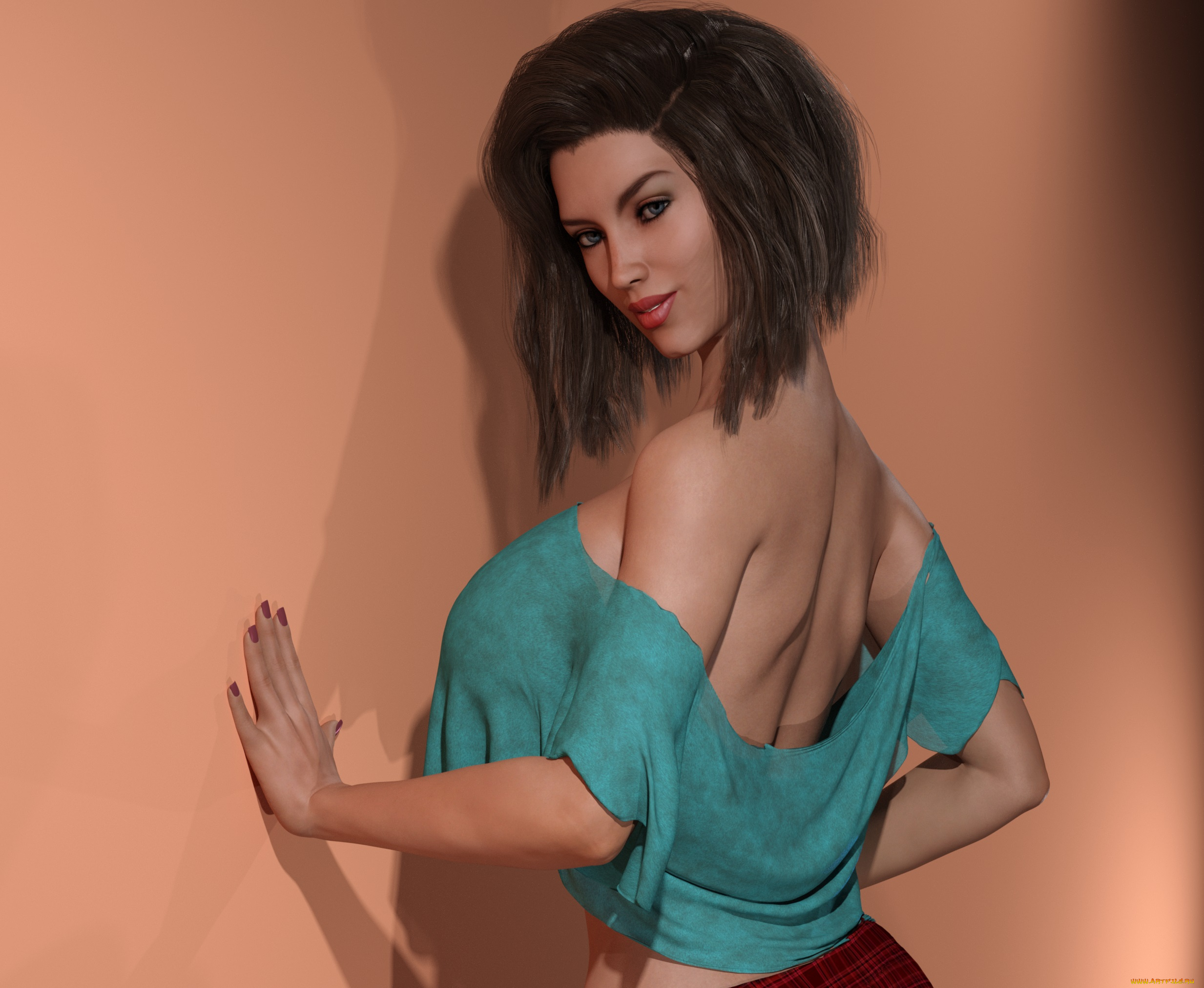 3д, графика, люди, , people, девушка, взгляд, фон