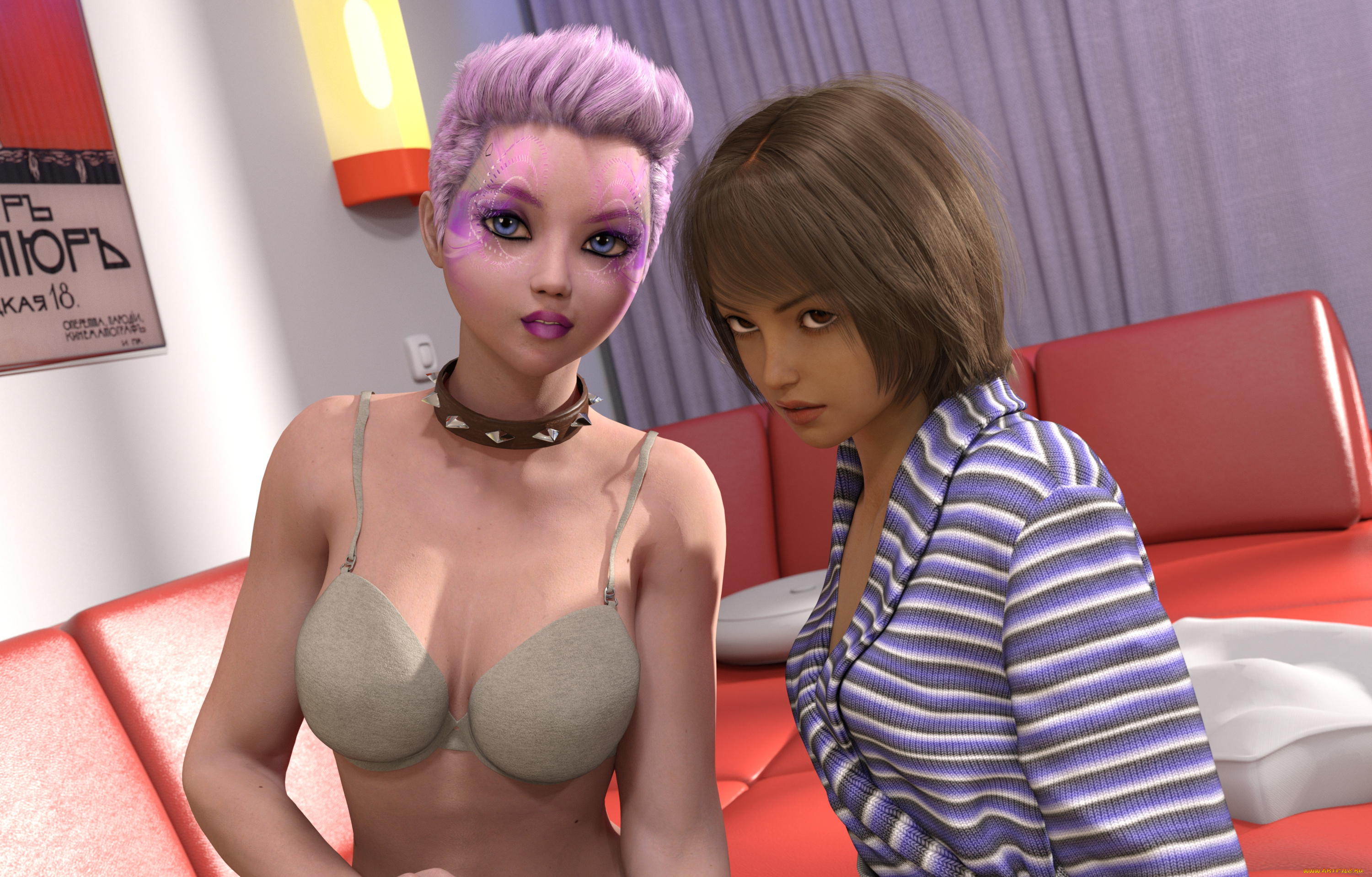 3д, графика, люди, , people, девушки, взгляд, фон