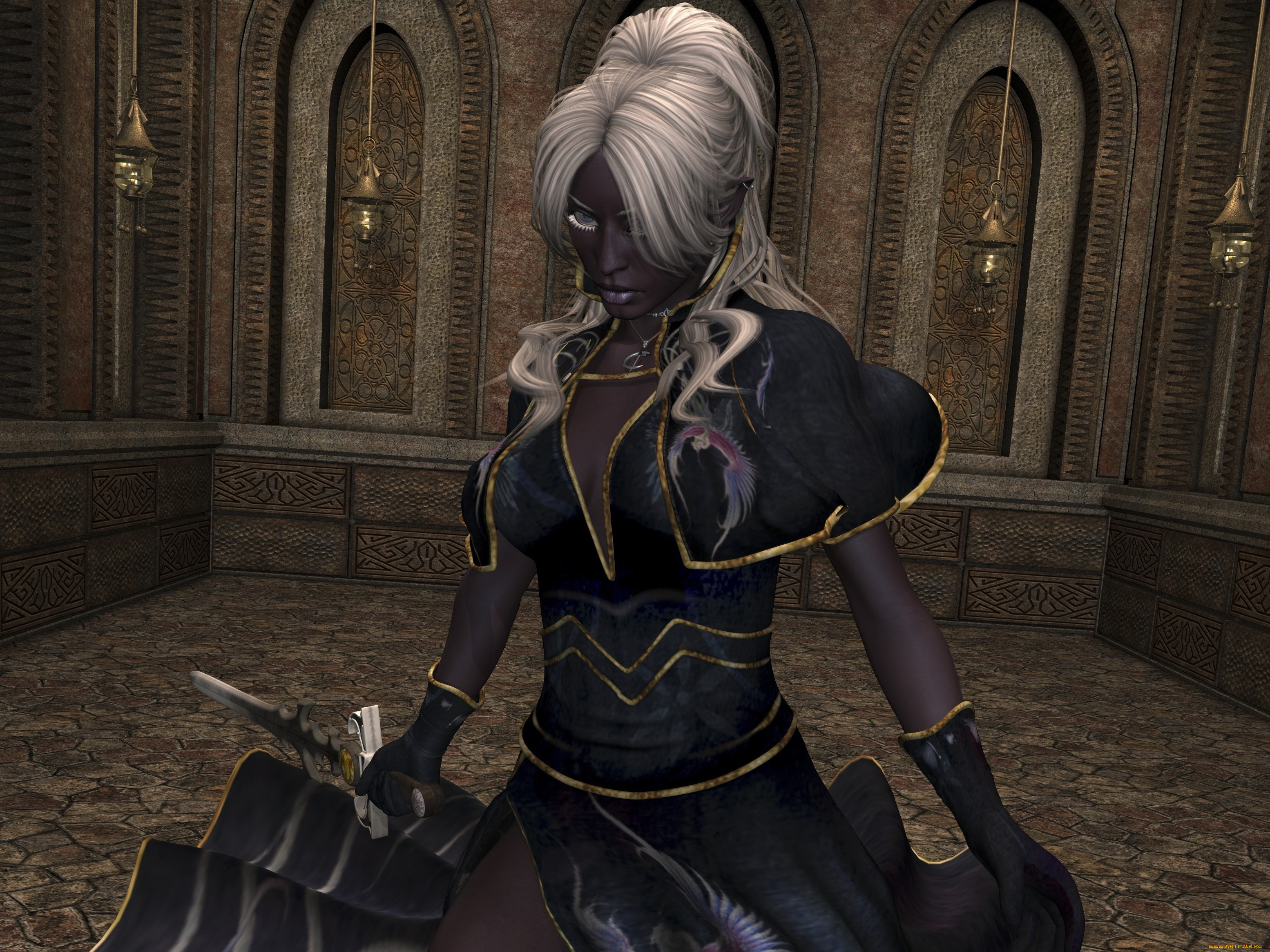 3д, графика, существа, , creatures, девушка, взгляд, фон