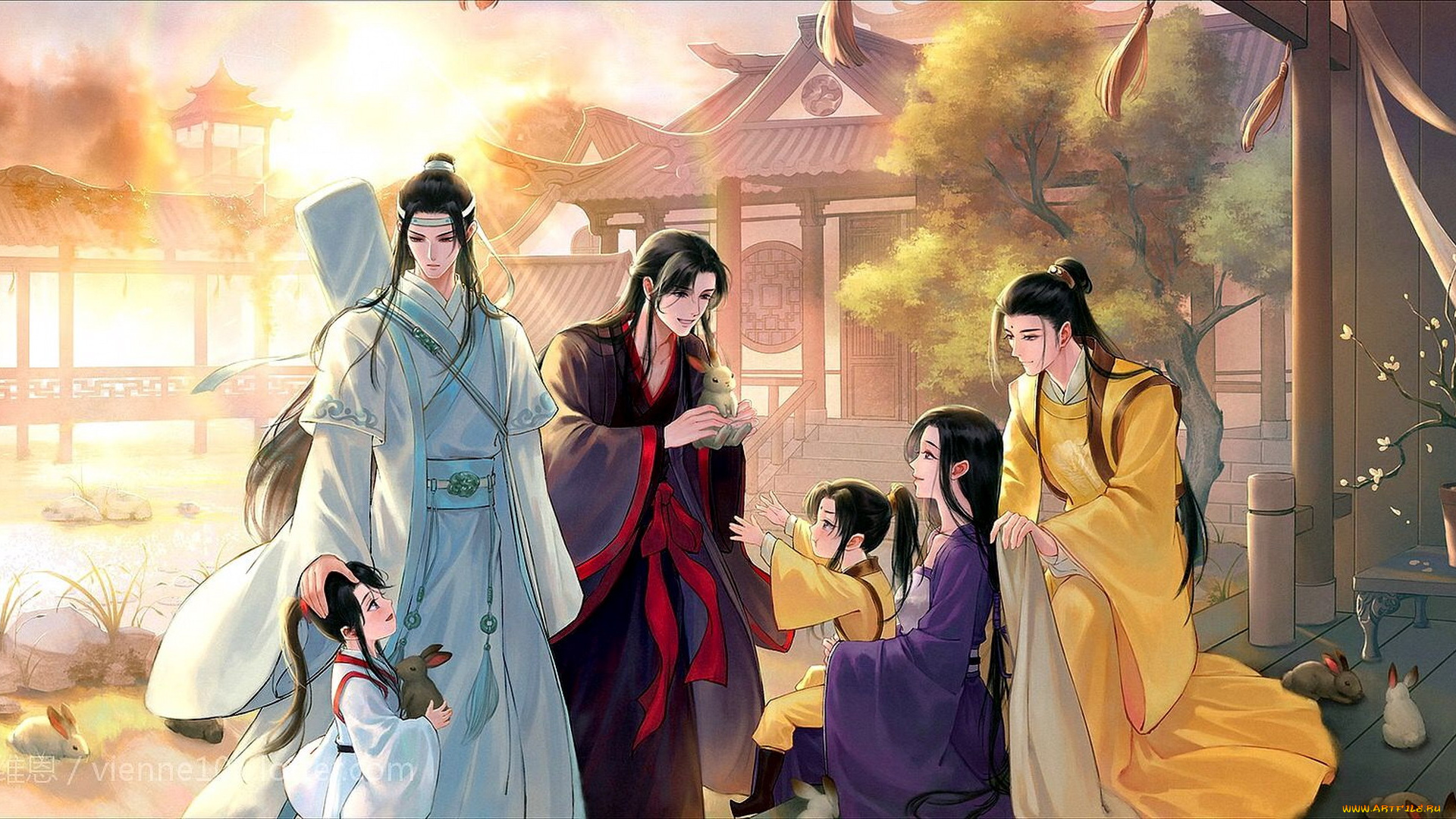 аниме, mo, dao, zu, shi, персонажи, дети, кролики, обитель