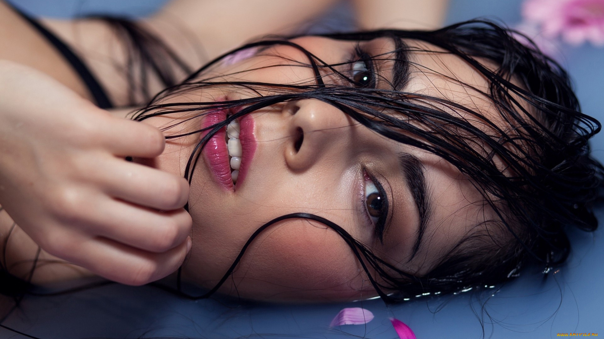 девушки, -, лица, , портреты, мокрые, волосы