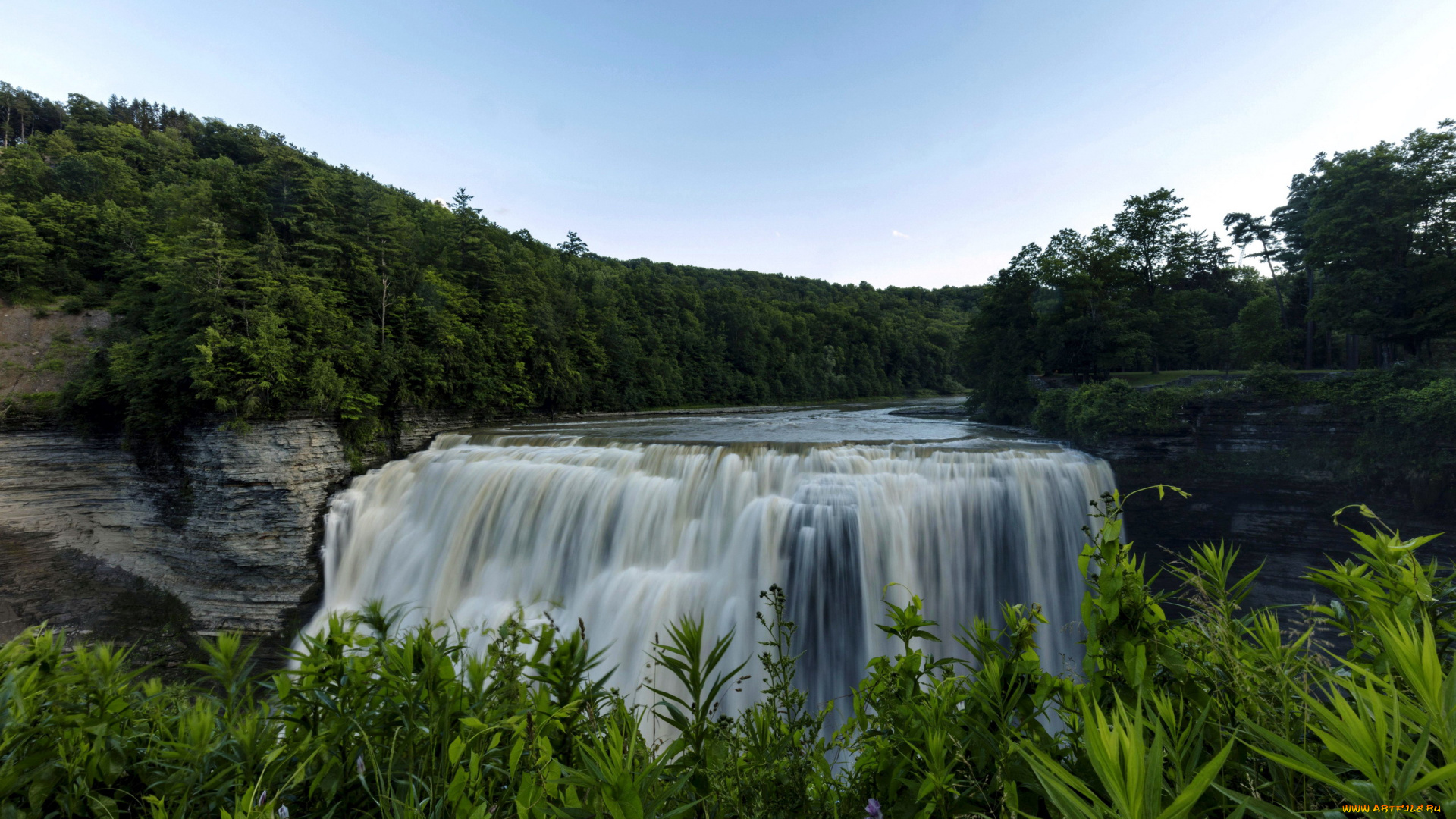 middle, falls, letchworth, state, park, ny, природа, водопады, middle, falls, letchworth, state, park