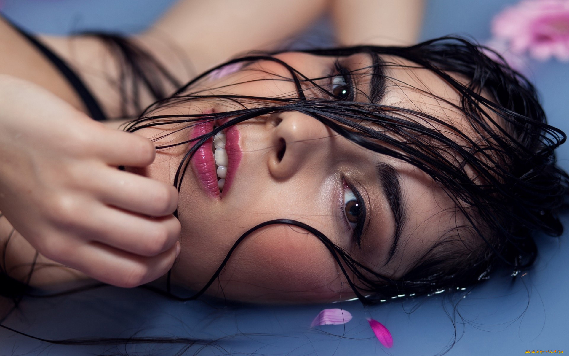 девушки, -, лица, , портреты, мокрые, волосы