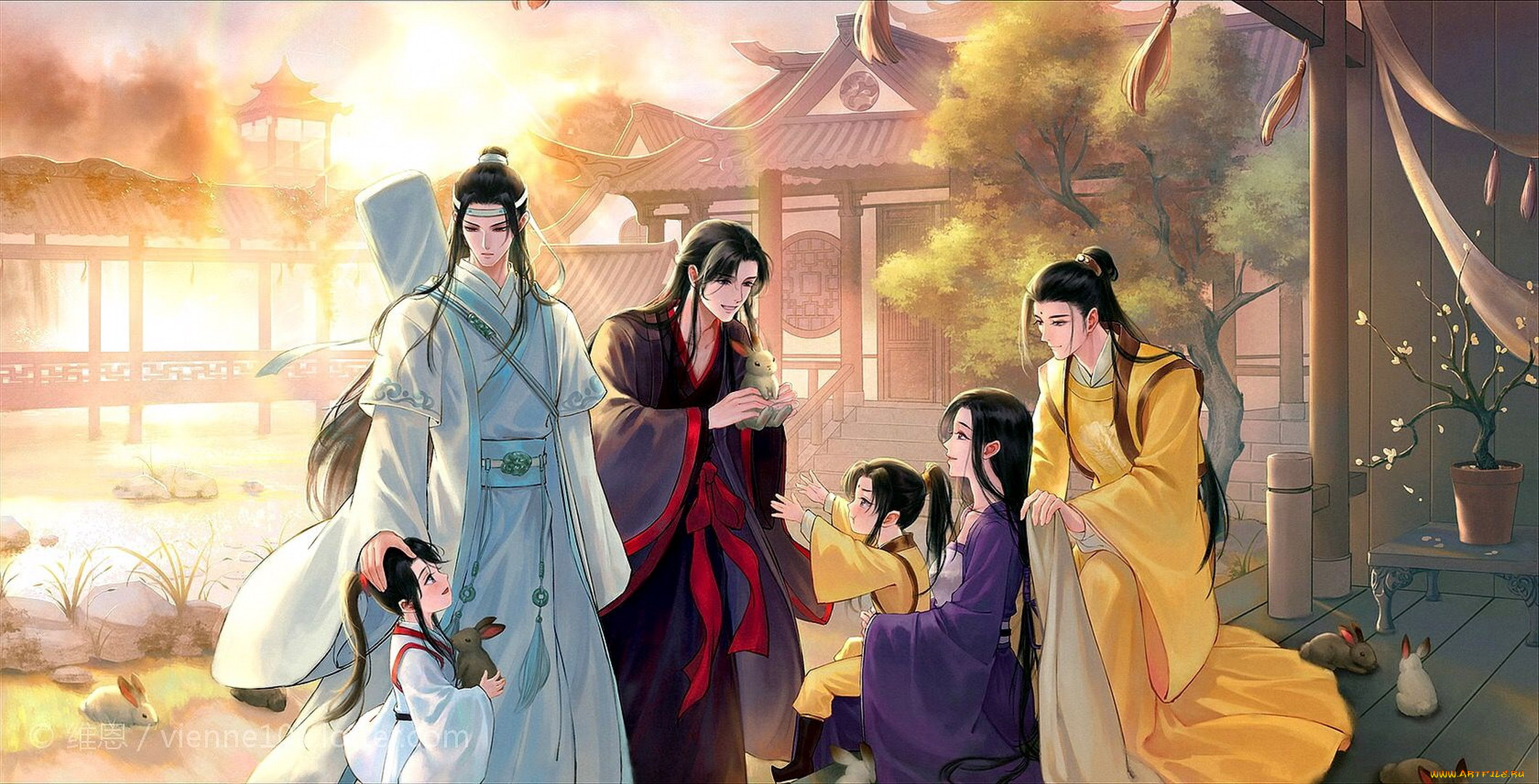 аниме, mo, dao, zu, shi, персонажи, дети, кролики, обитель